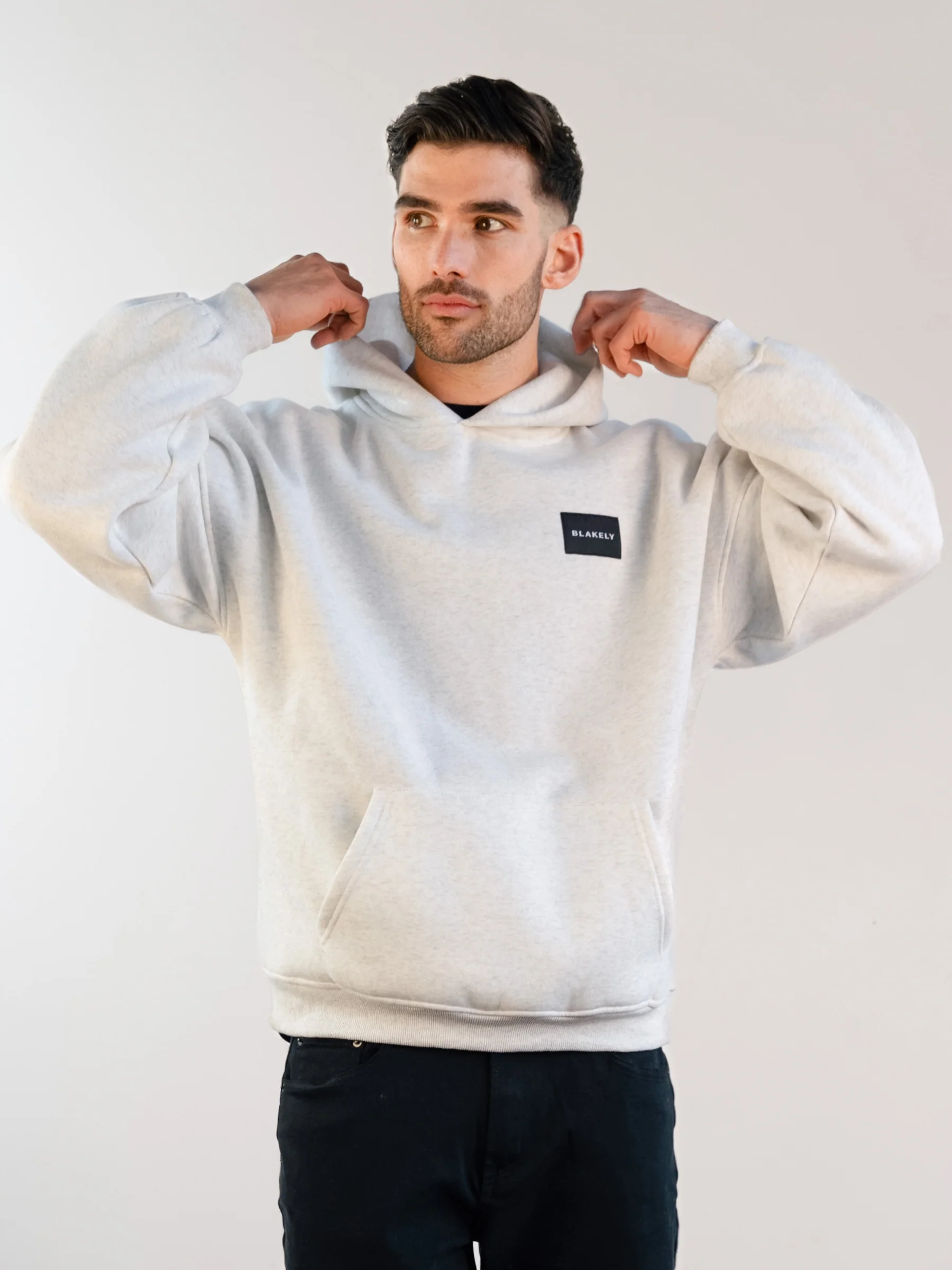 Label Relaxed Hoodie - Marl White - E-Cigarette Wholesale