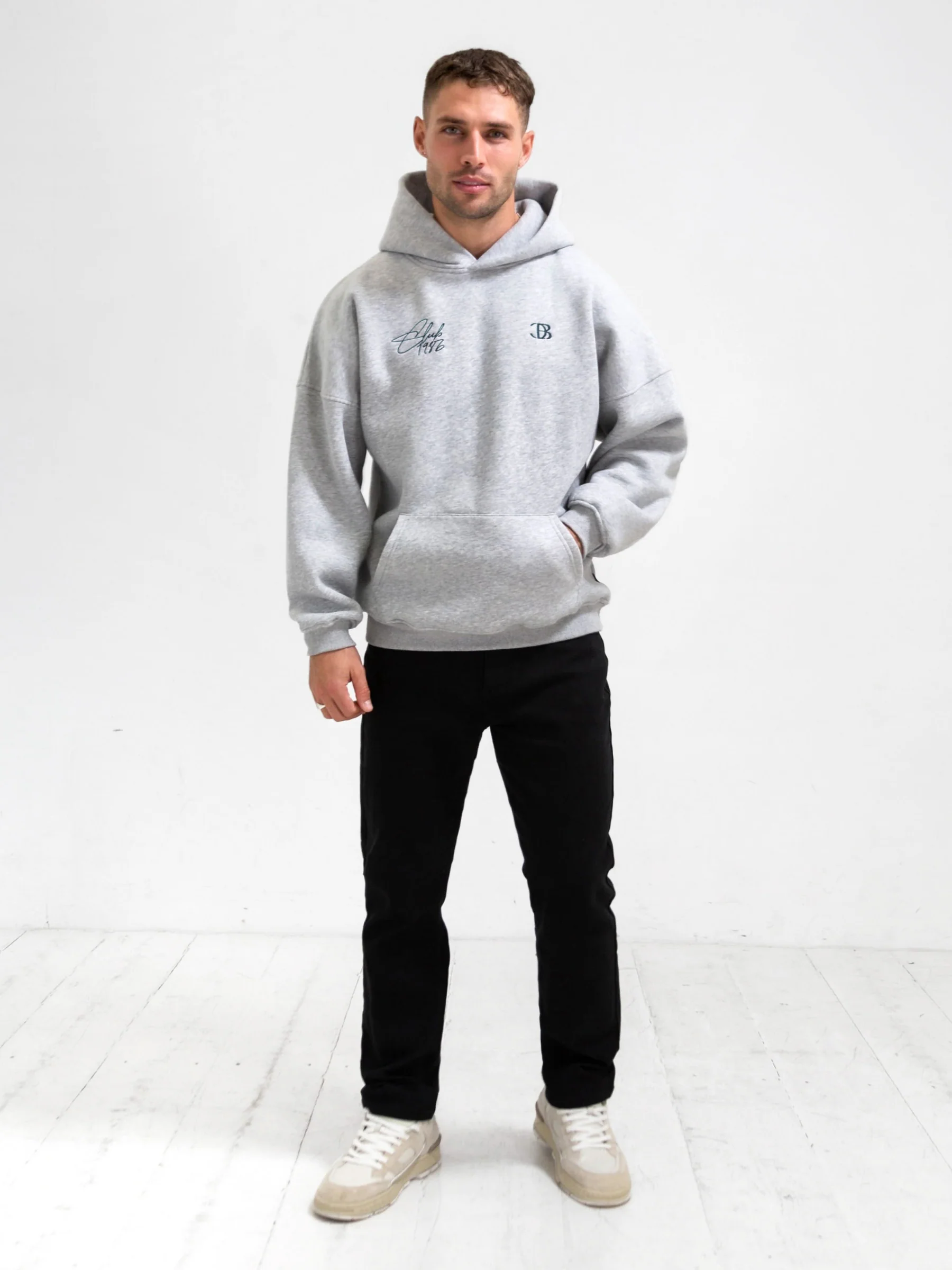 Club Relaxed Hoodie - Marl Grey & Teal - E-Cigarette Wholesale