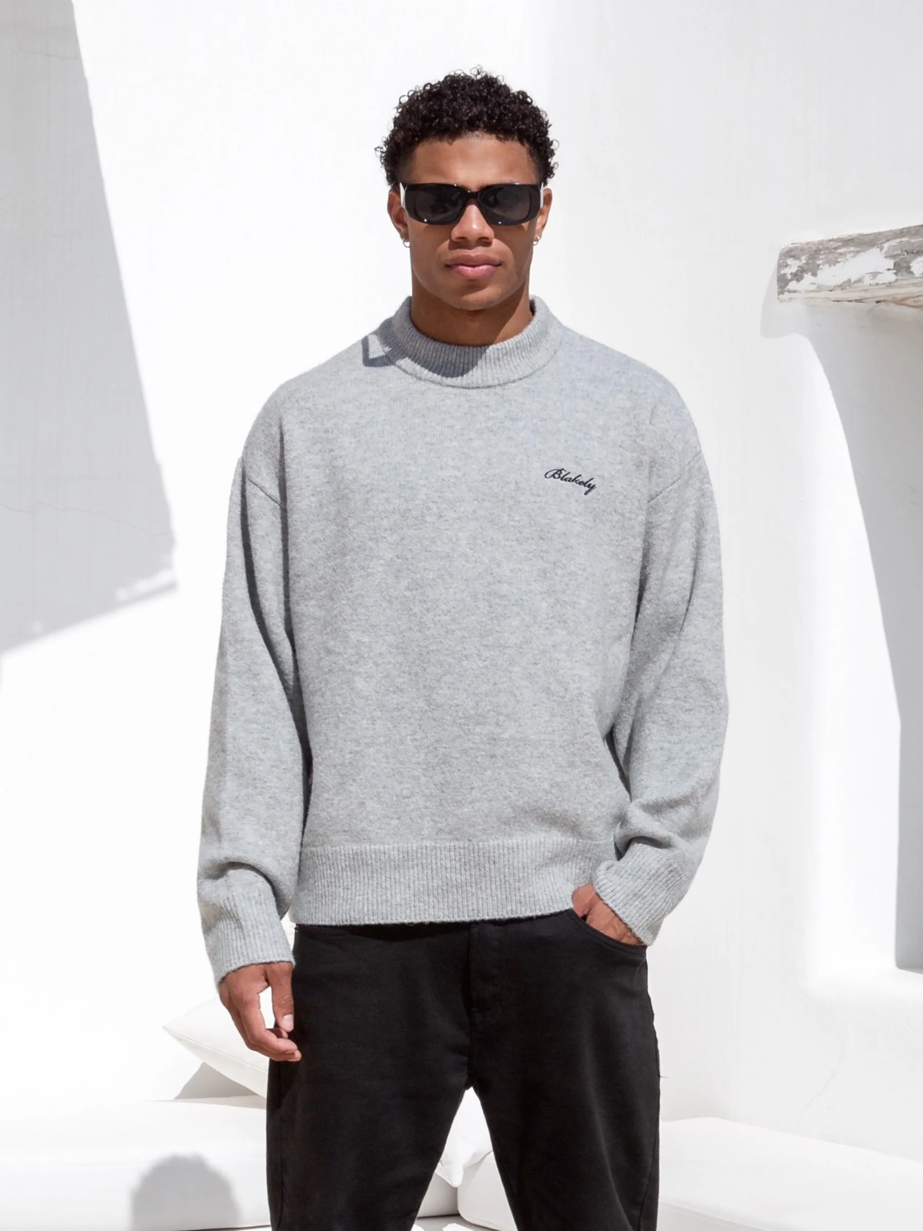 Relaxed Knitted Jumper - Marl Grey - E-Cigarette Wholesale