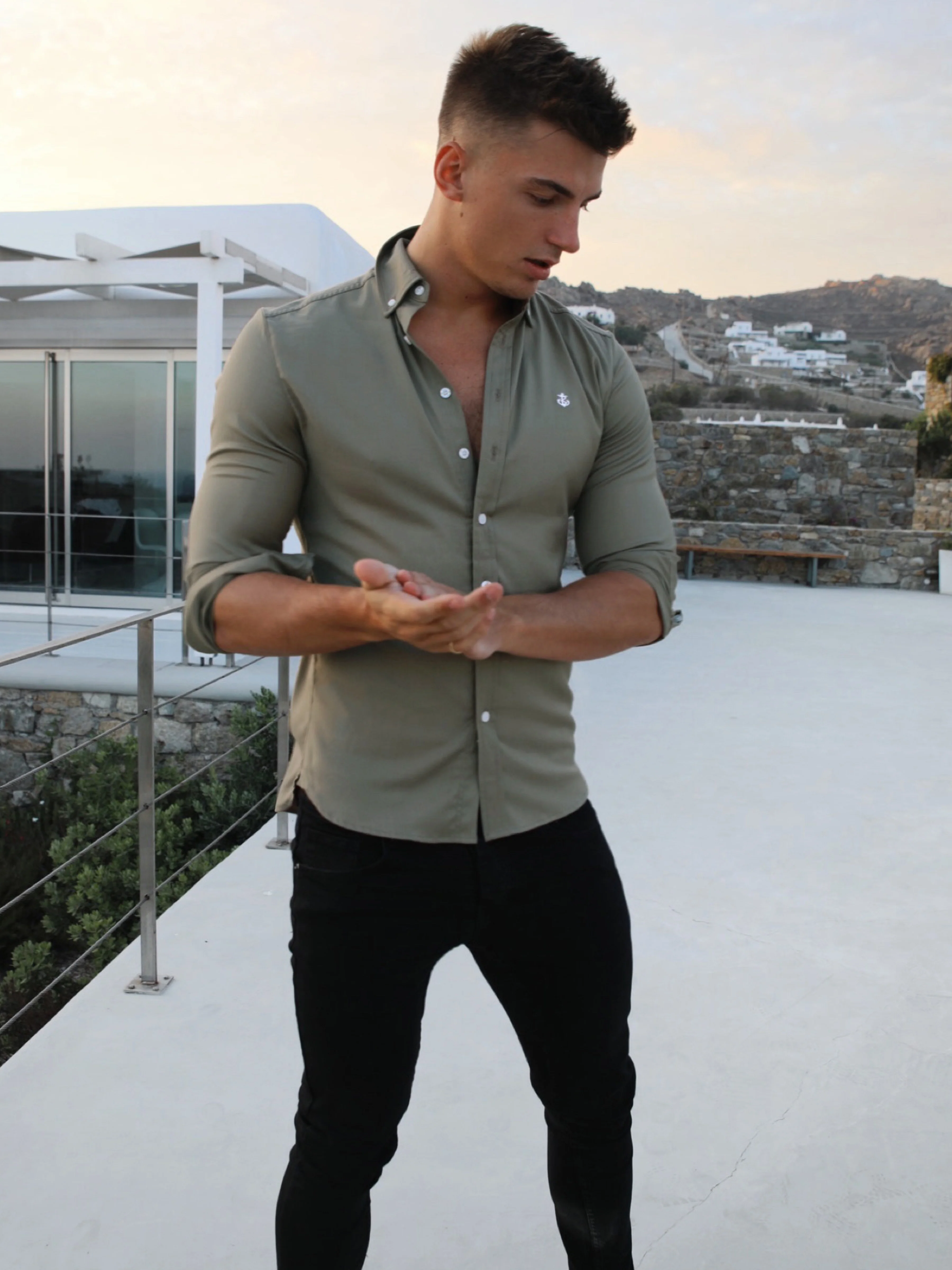 Merrick Long Sleeve Shirt - Khaki Green - E-Cigarette Wholesale