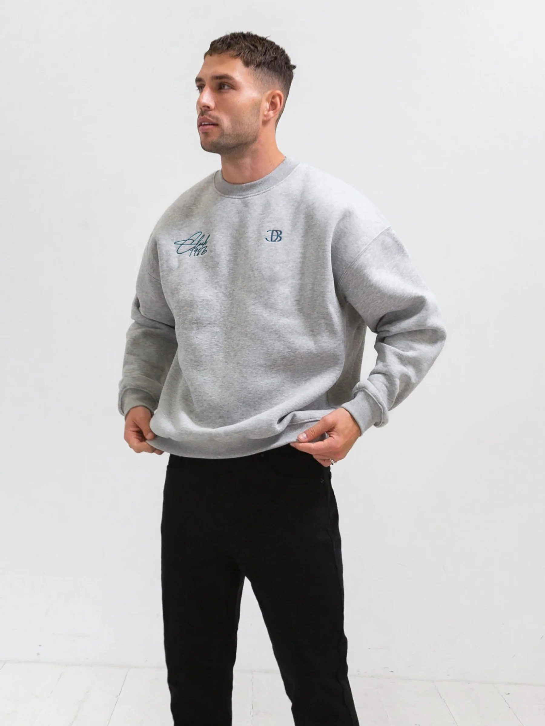Club Relaxed Jumper - Marl Grey & Teal - E-Cigarette Wholesale
