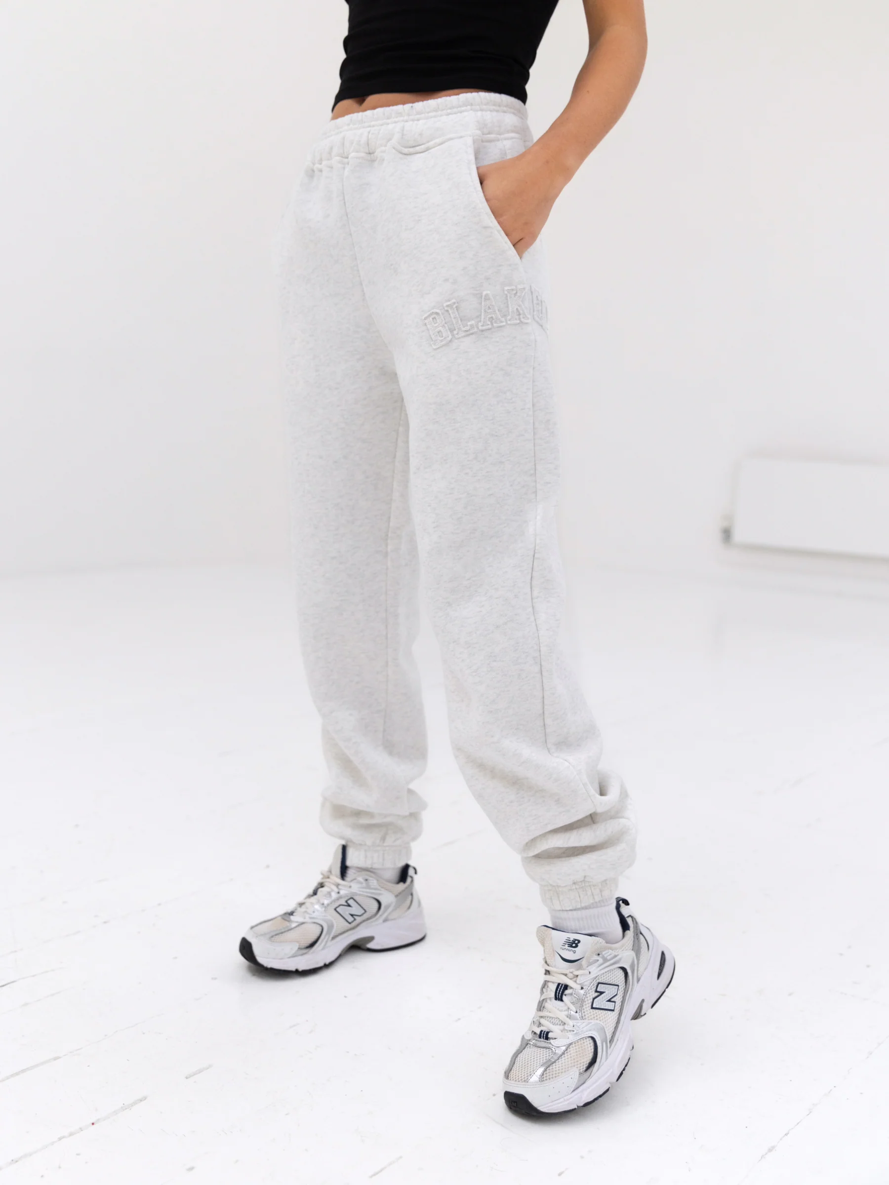 Tonal Varsity Sweatpants - Marl White - E-Cigarette Wholesale