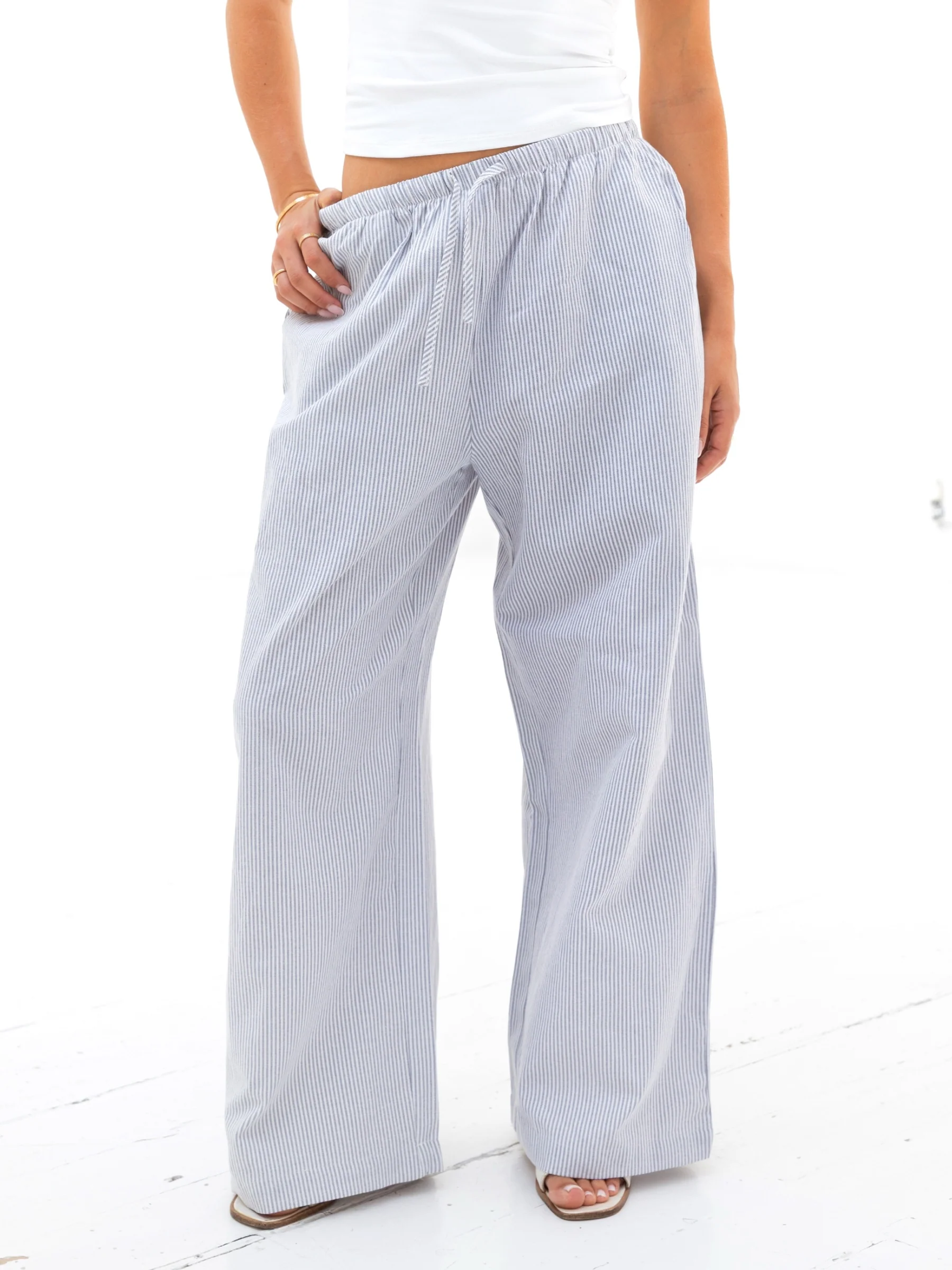 Lola Stripe Trousers - Grey - E-Cigarette Wholesale