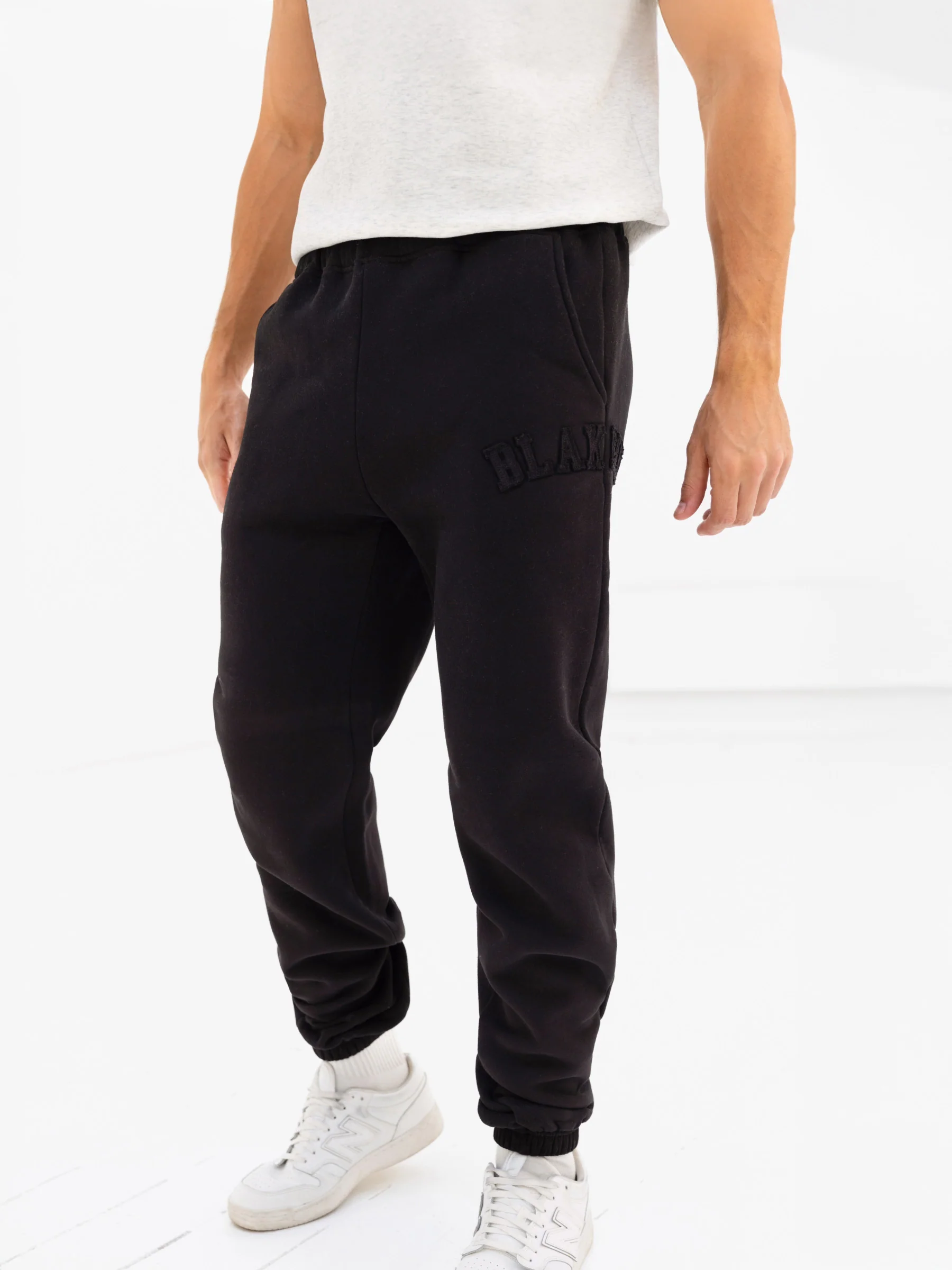 Tonal Varsity Relaxed Sweatpants - Black - E-Cigarette Wholesale