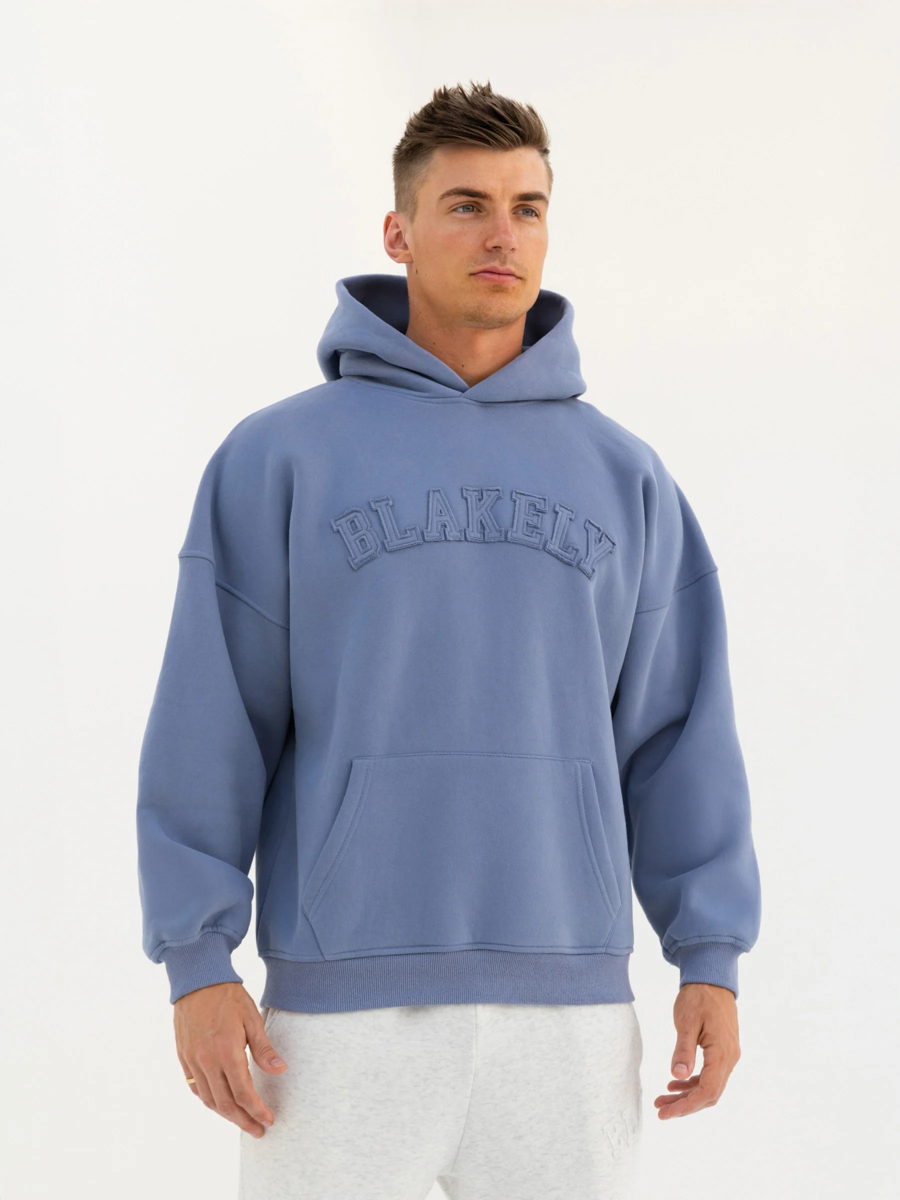 Tonal Varsity Relaxed Hoodie - Granite Blue - E-Cigarette Wholesale