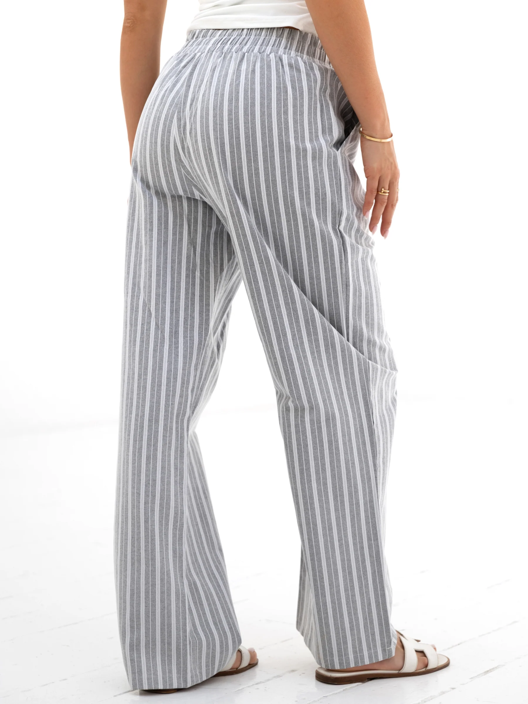 Elena Stripe Trousers - Grey - E-Cigarette Wholesale