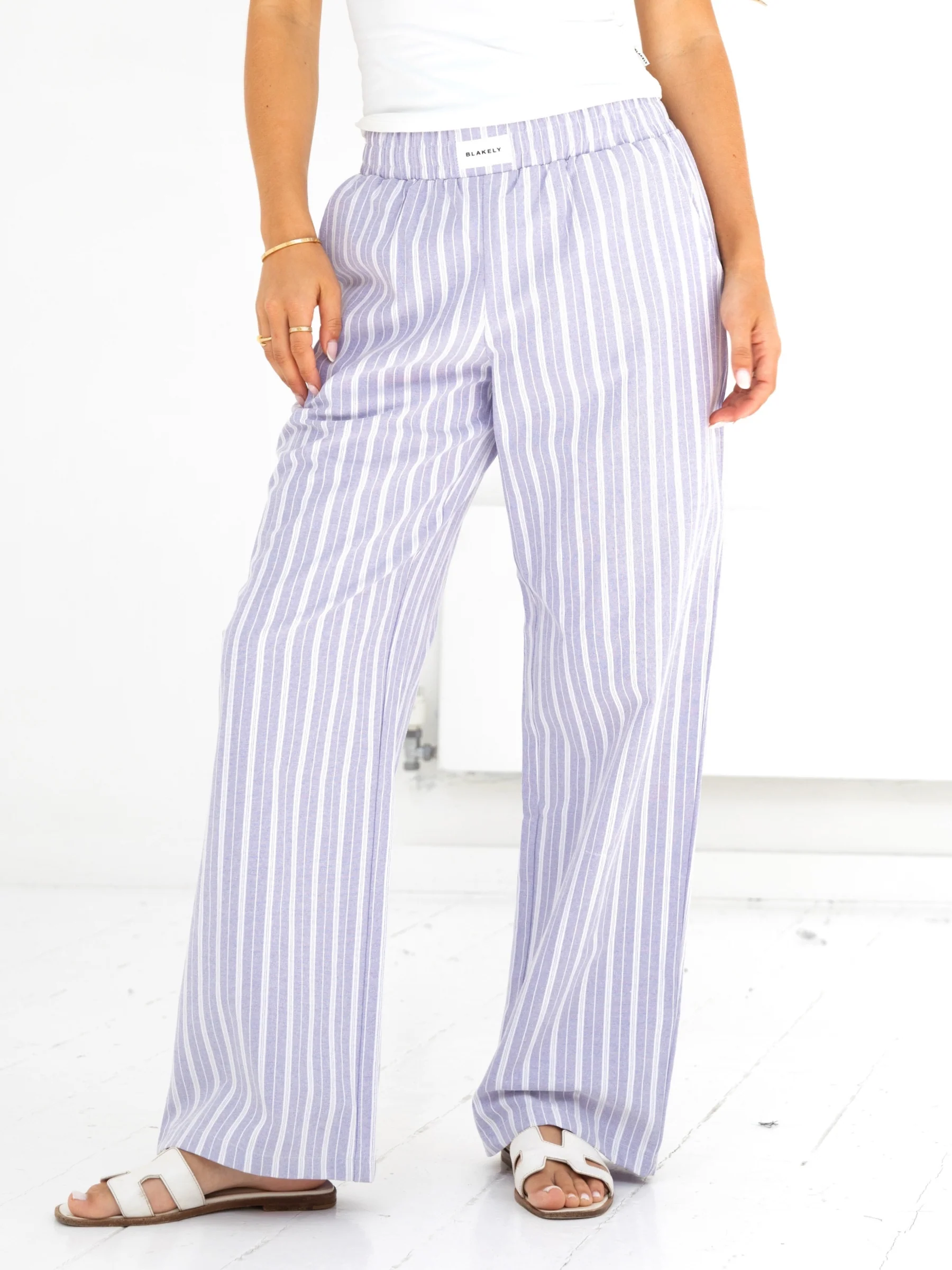 Elena Stripe Trousers - Purple - E-Cigarette Wholesale