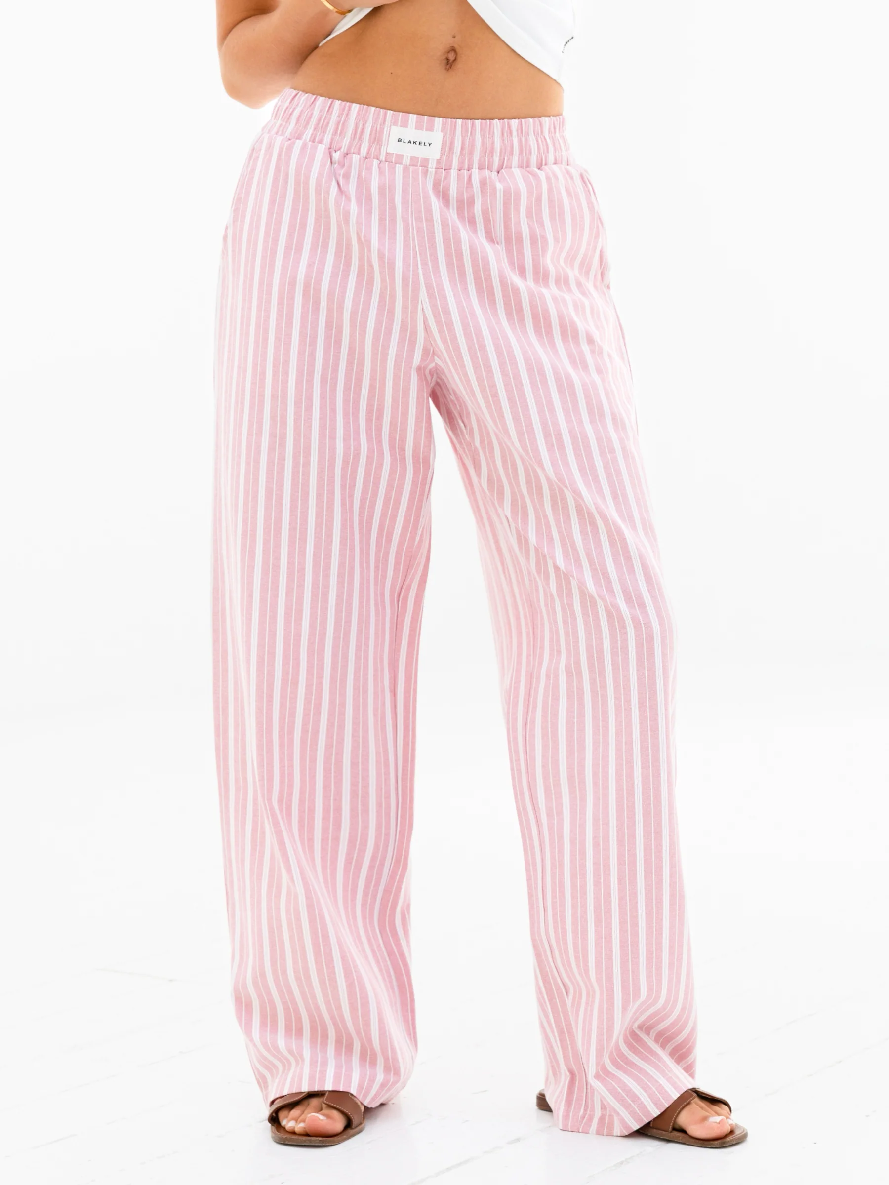 Elena Stripe Trousers - Pink - E-Cigarette Wholesale