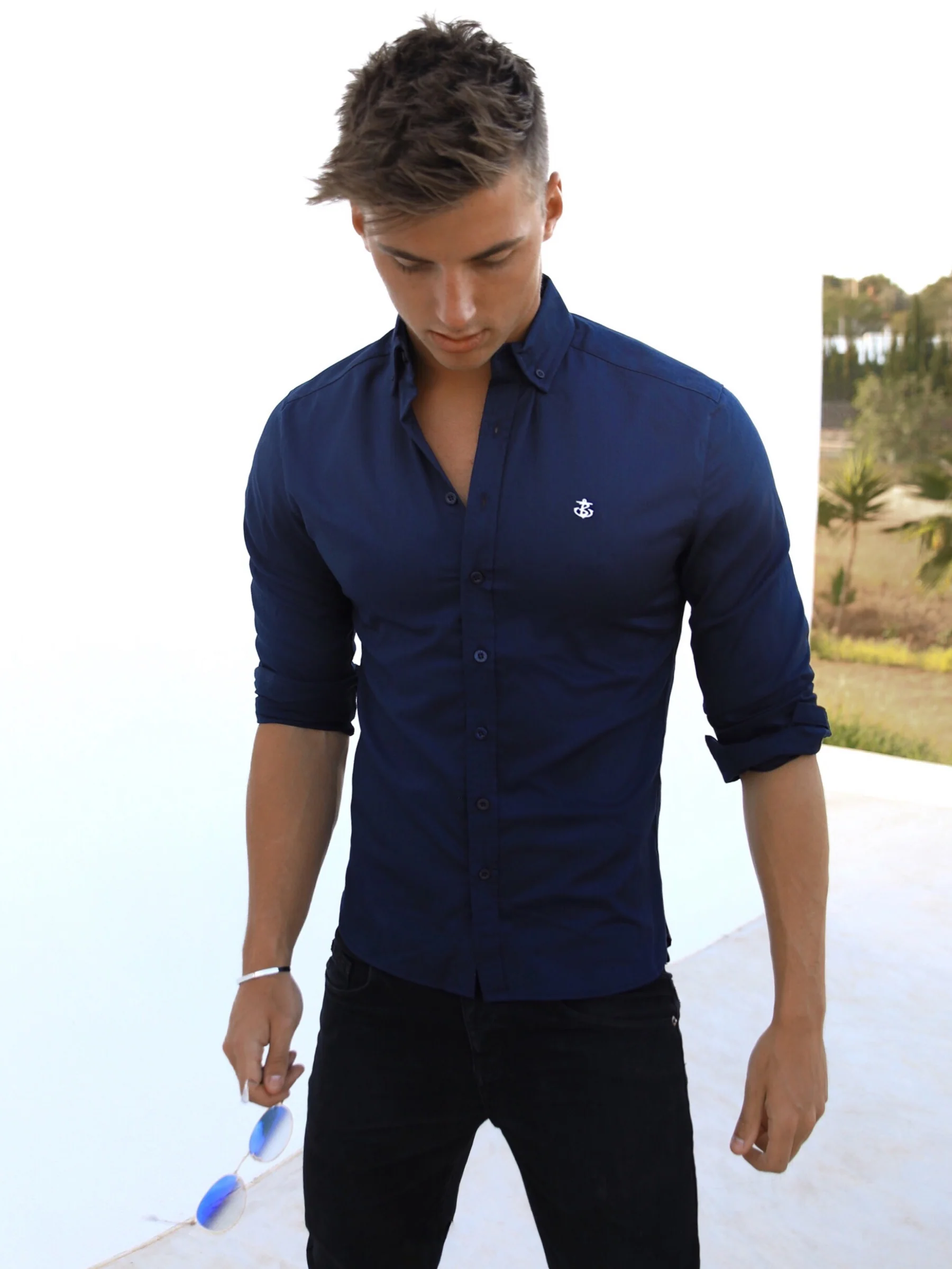 Worcester Long Sleeve Shirt - Navy - E-Cigarette Wholesale