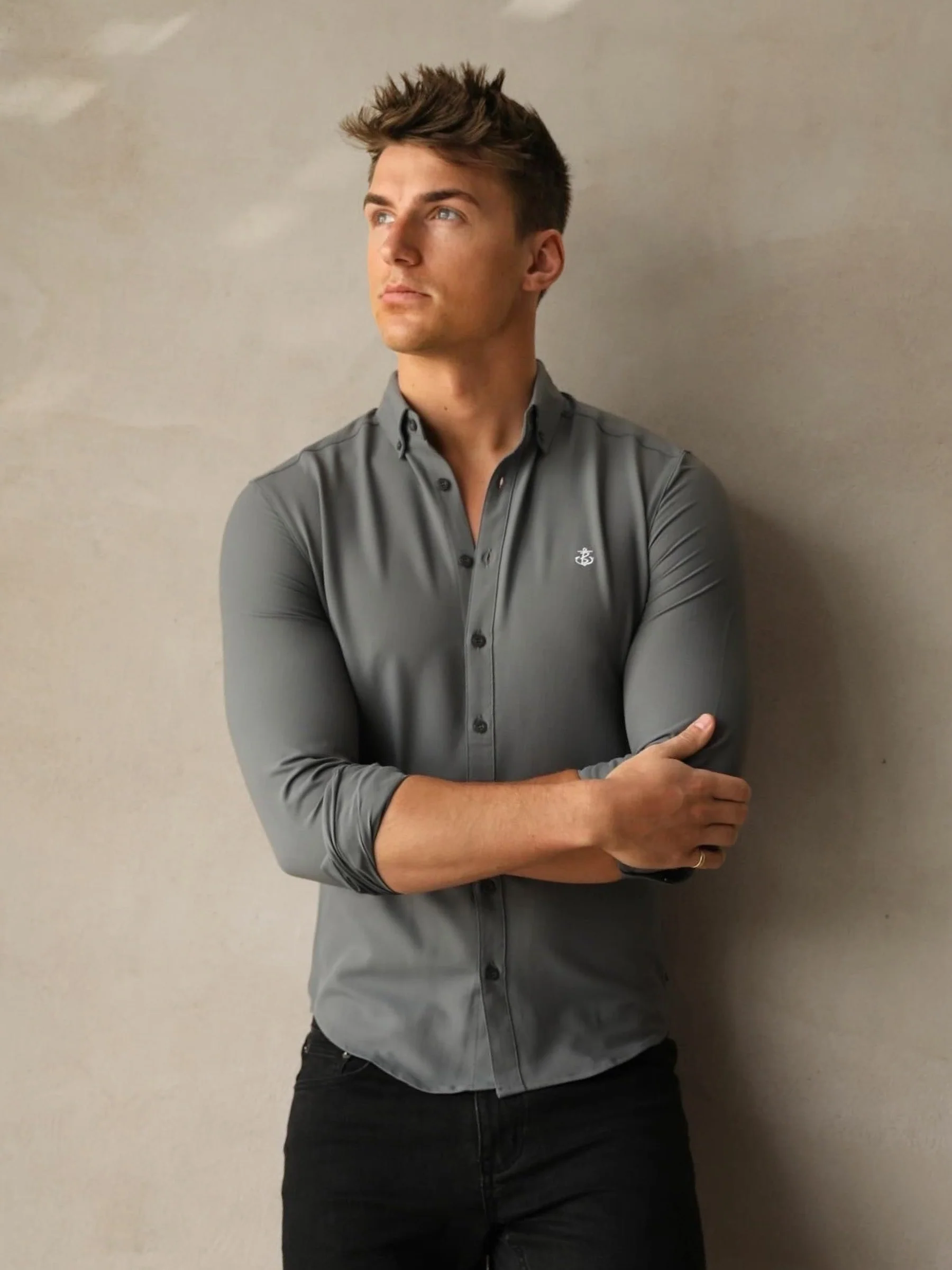 Carter Long Sleeve Shirt - Khaki Grey - E-Cigarette Wholesale