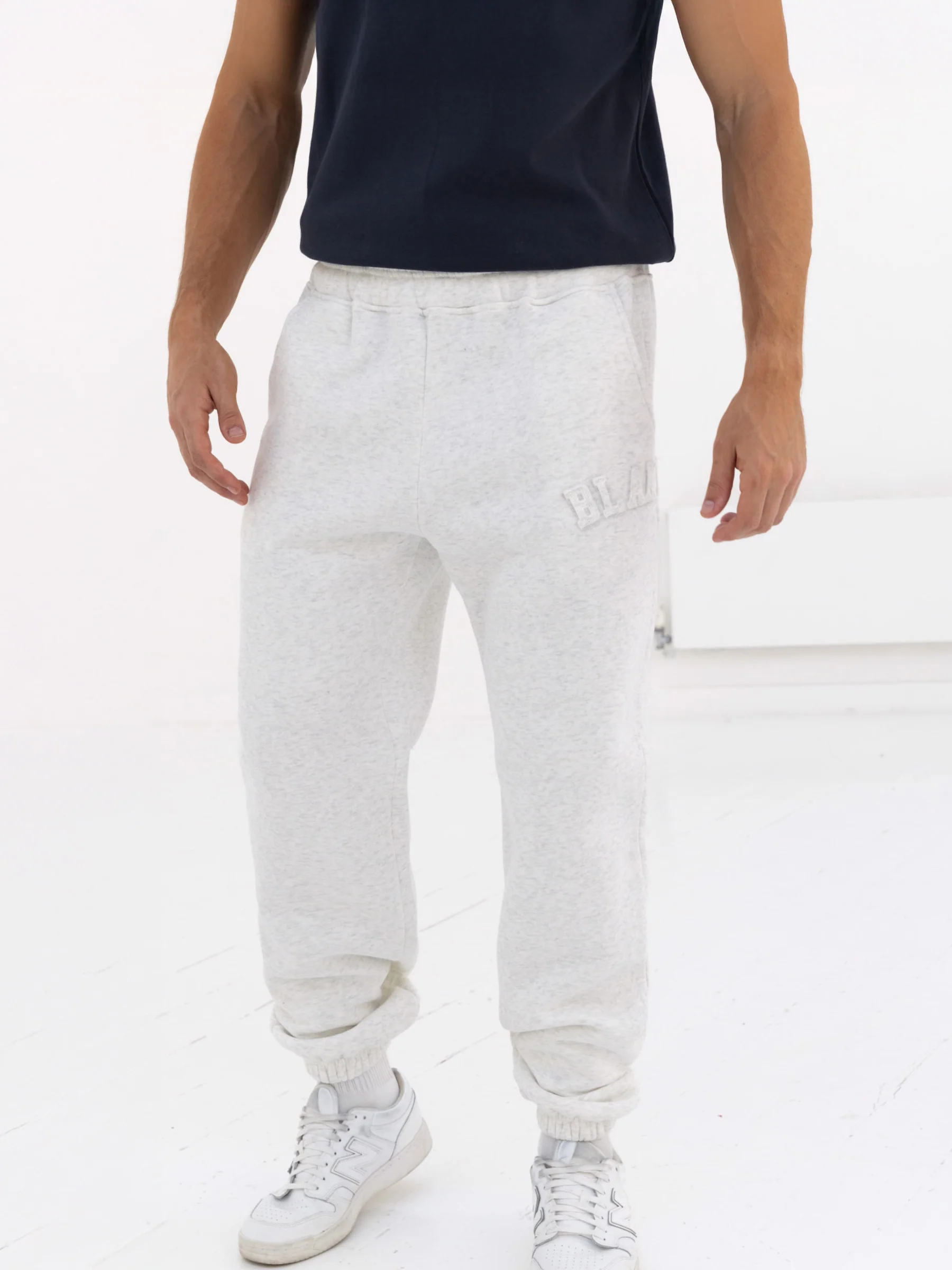 Tonal Varsity Relaxed Sweatpants - Marl White - E-Cigarette Wholesale