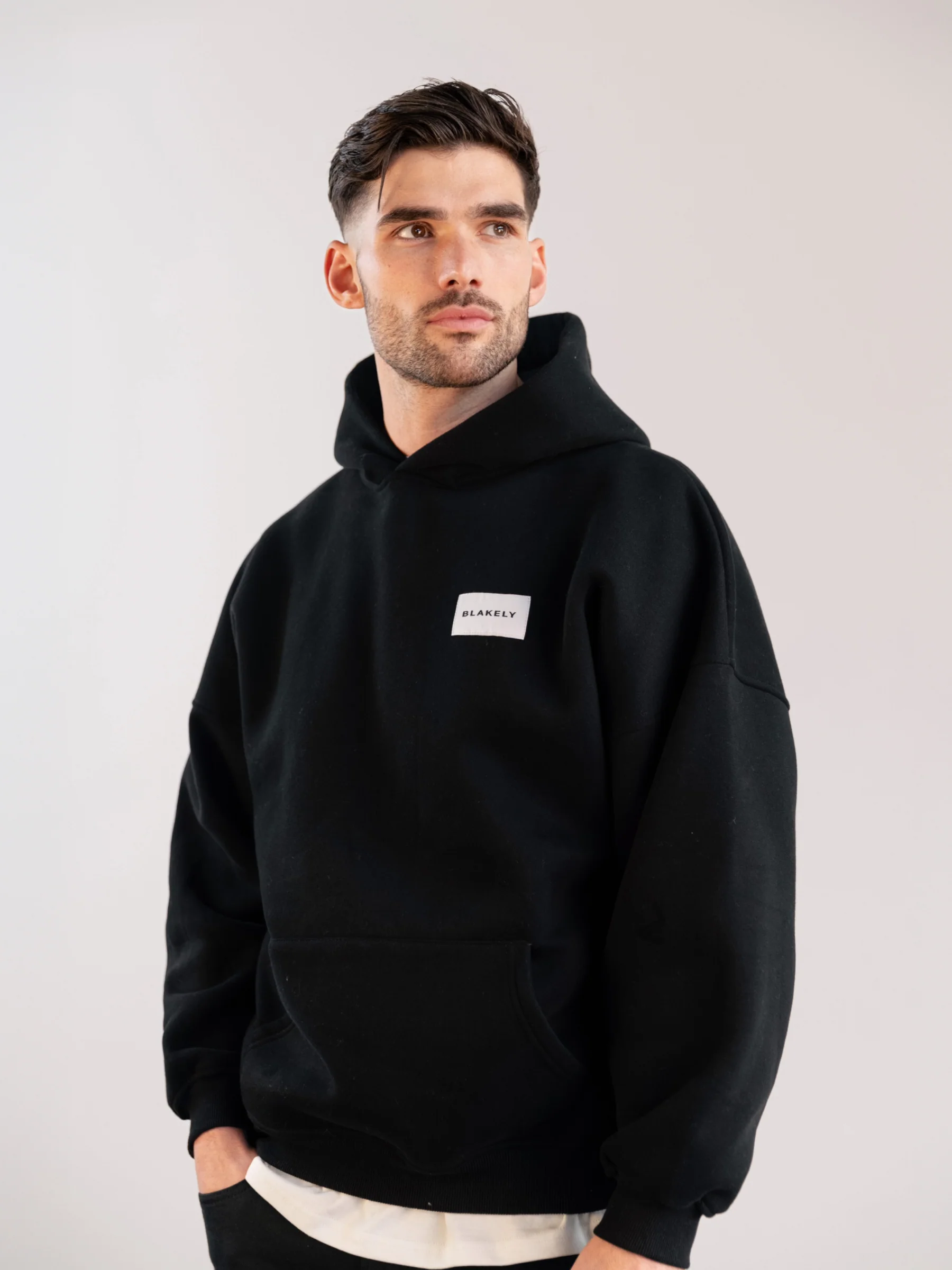 Label Relaxed Hoodie - Black - E-Cigarette Wholesale