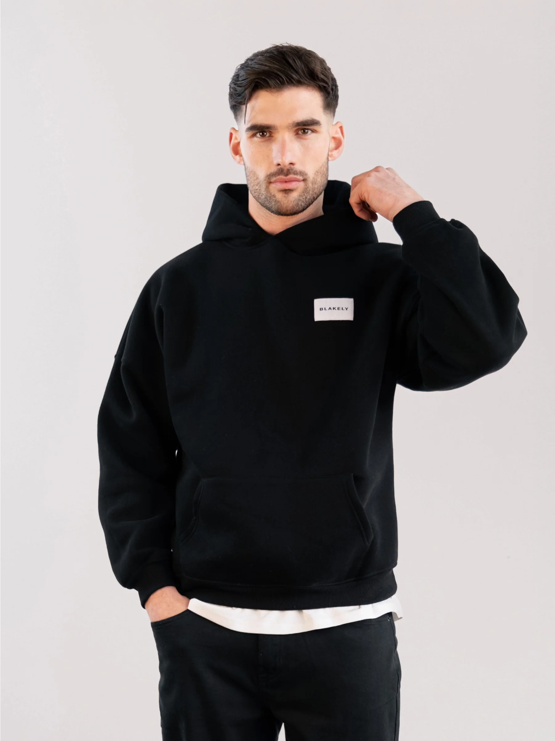 Label Relaxed Hoodie - Black - E-Cigarette Wholesale