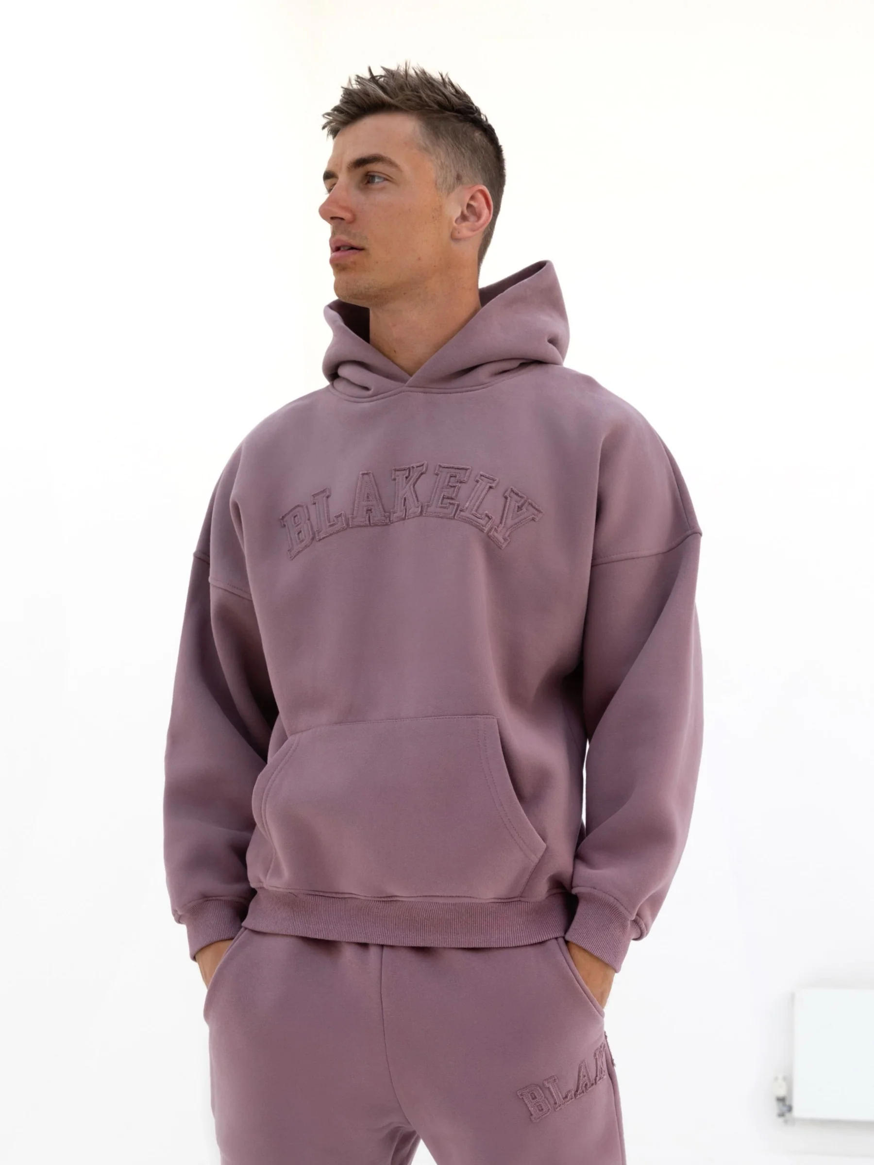 Tonal Varsity Relaxed Hoodie - Soft Mauve - E-Cigarette Wholesale
