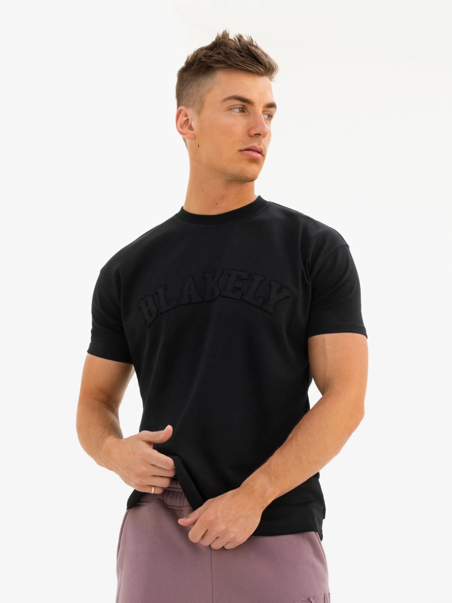 Tonal Varsity Relaxed T-Shirt - Black - E-Cigarette Wholesale