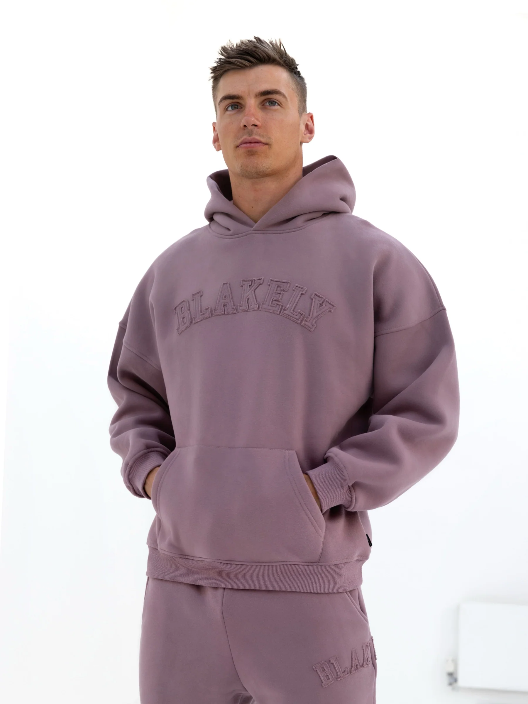 Tonal Varsity Relaxed Hoodie - Soft Mauve - E-Cigarette Wholesale