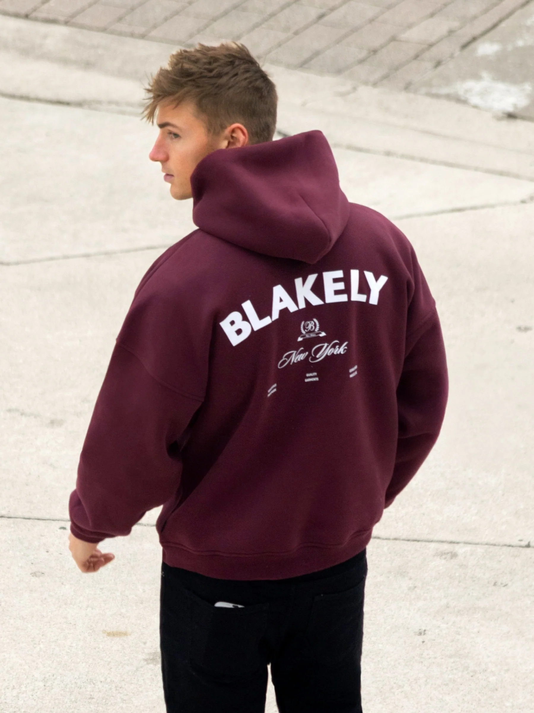 NY Crest Relaxed Hoodie - Classic Burgundy - E-Cigarette Wholesale