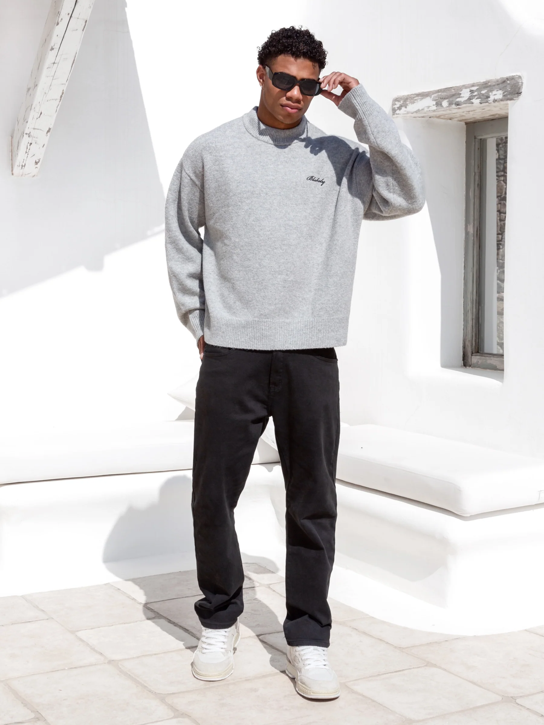 Relaxed Knitted Jumper - Marl Grey - E-Cigarette Wholesale