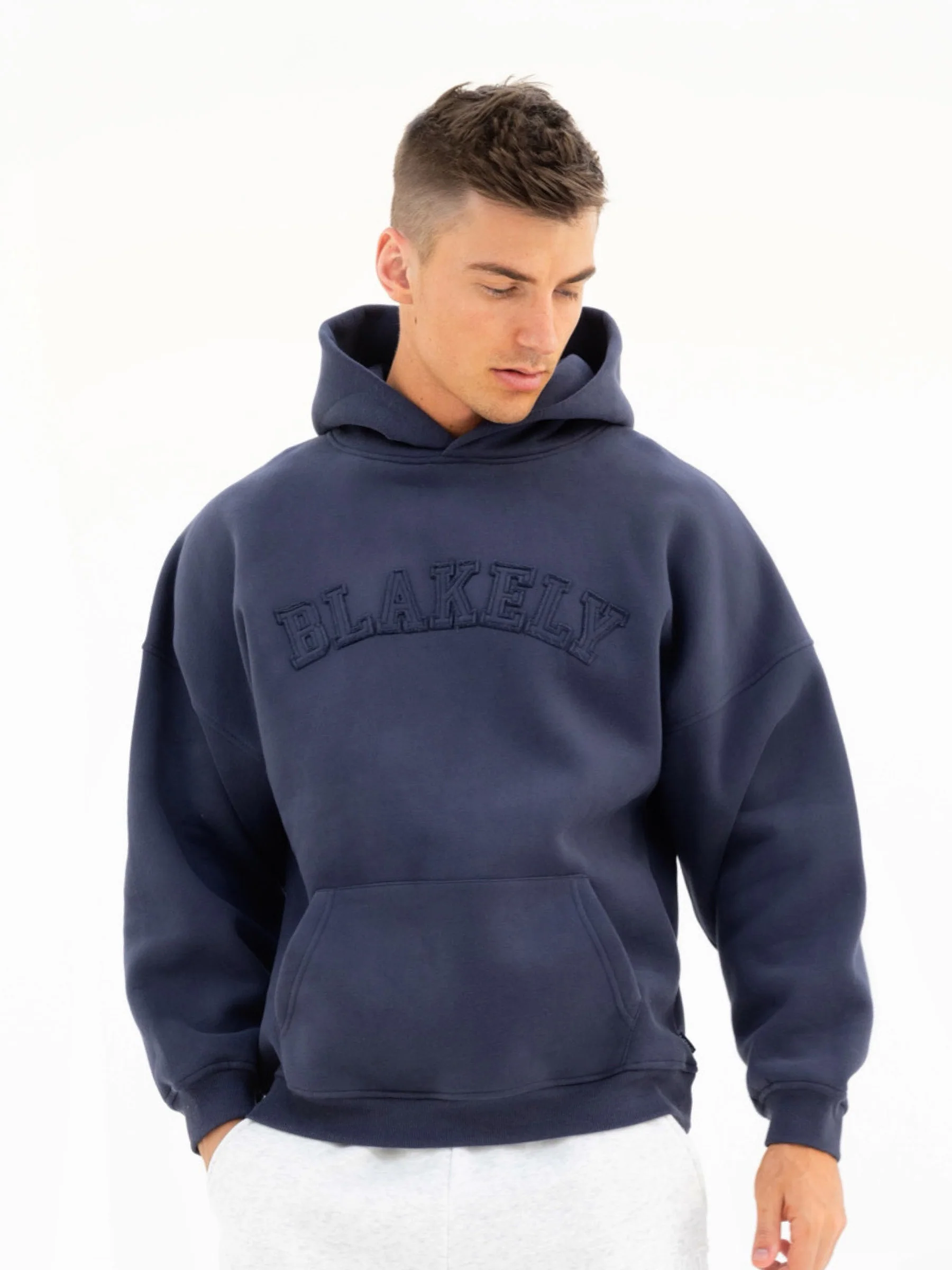 Tonal Varsity Relaxed Hoodie - True Navy - E-Cigarette Wholesale