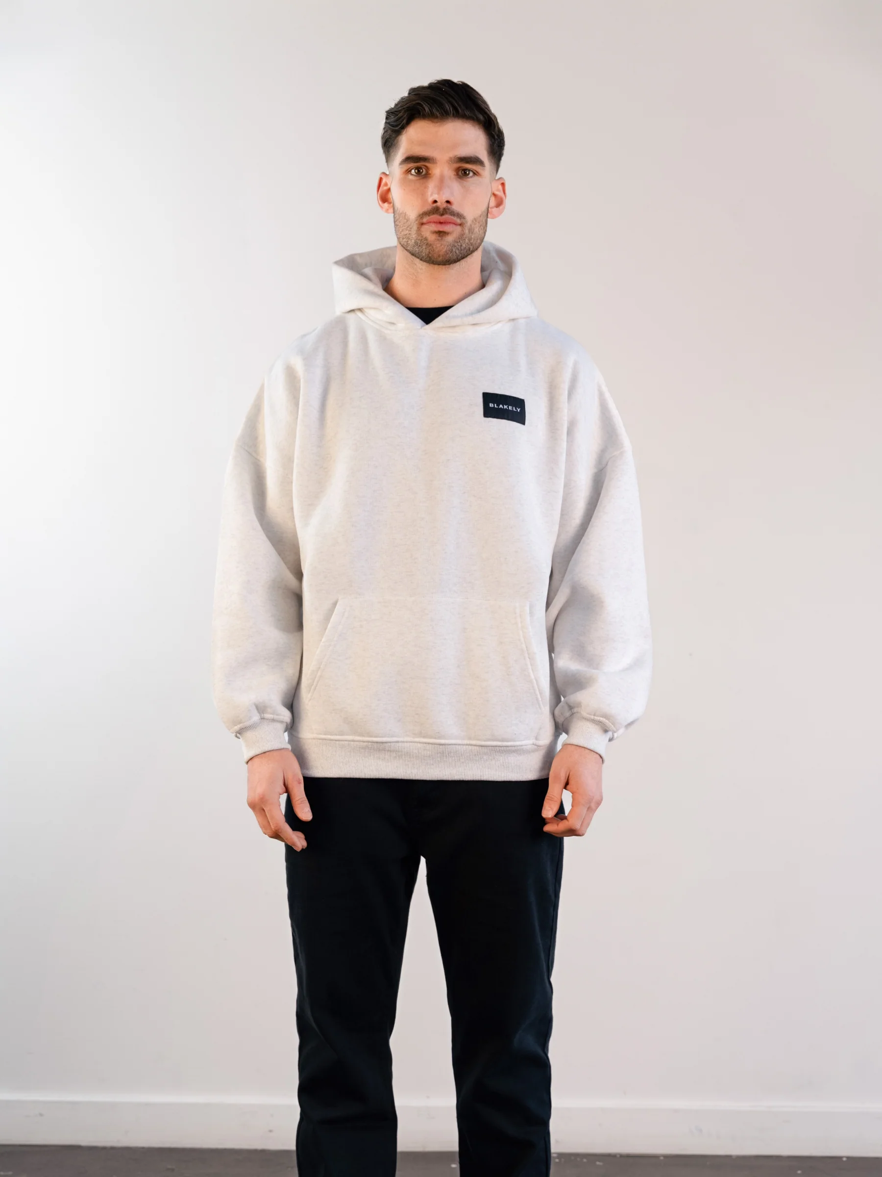 Label Relaxed Hoodie - Marl White - E-Cigarette Wholesale