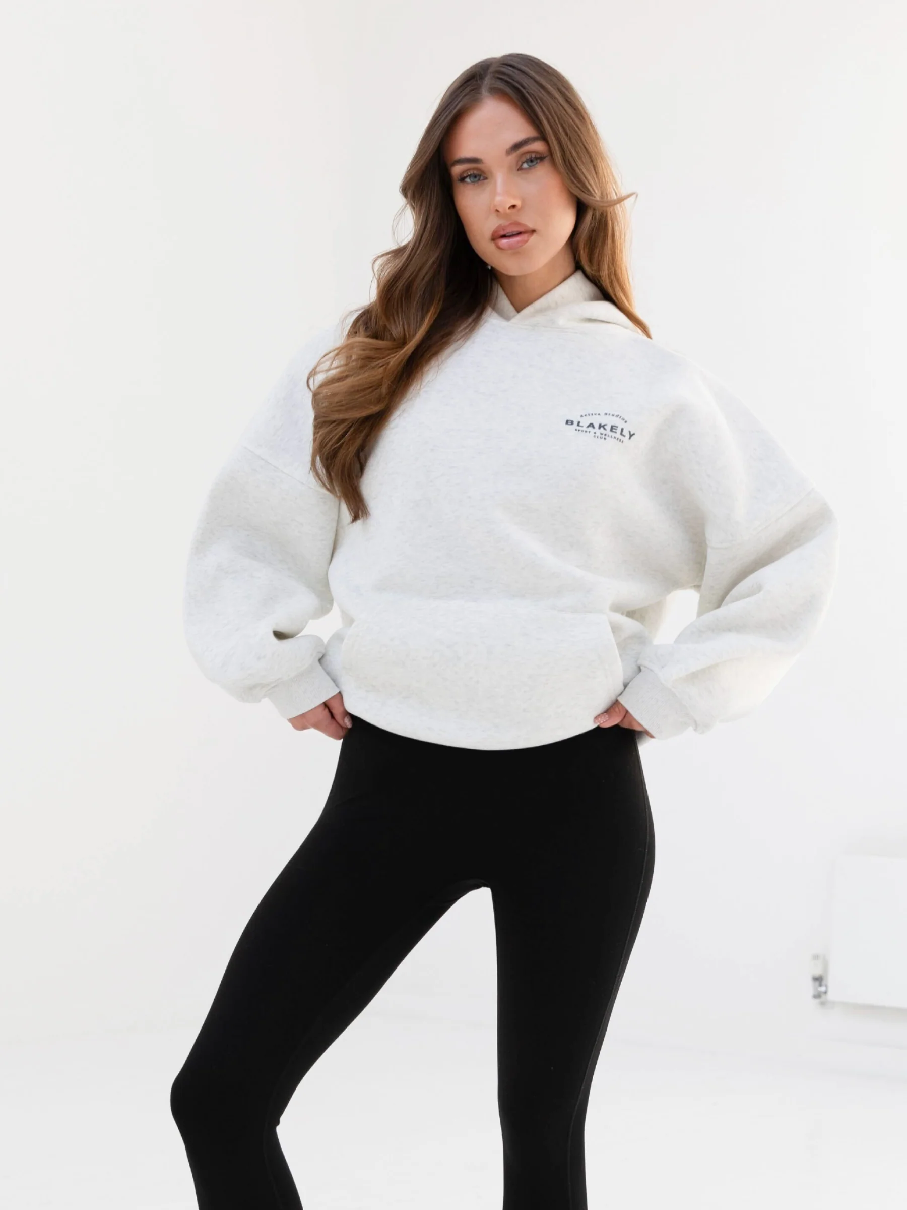 Active Studios Oversized Hoodie - Marl White & Slate Blue - E-Cigarette Wholesale