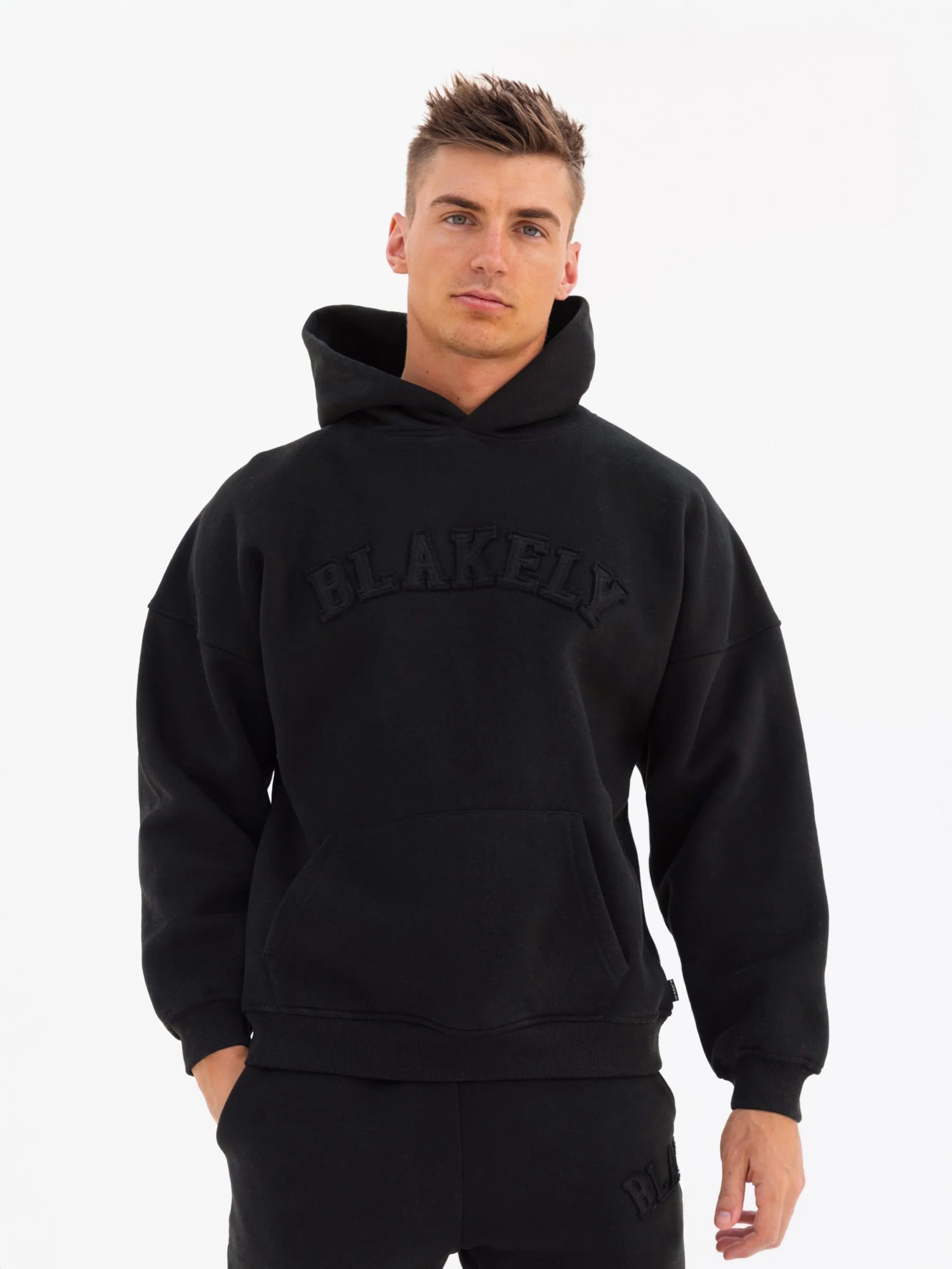 Tonal Varsity Relaxed Hoodie - Black - E-Cigarette Wholesale