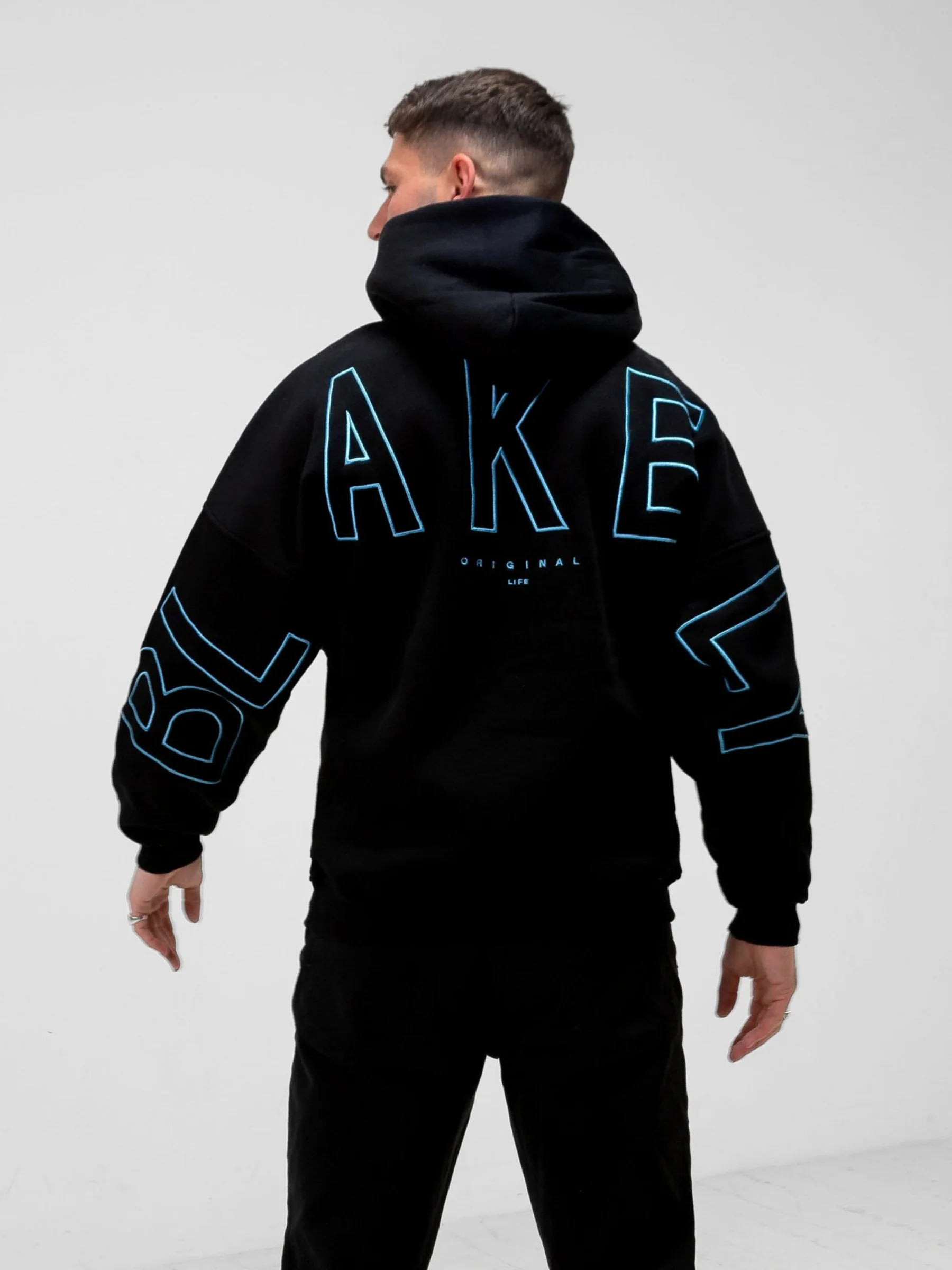 Embroidered Idris Oversized Hoodie - Electric Blue - E-Cigarette Wholesale