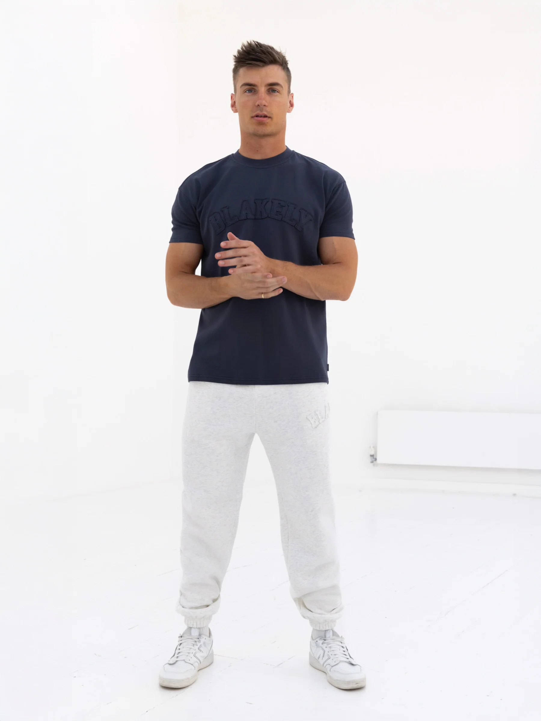Tonal Varsity Relaxed Sweatpants - Marl White - E-Cigarette Wholesale