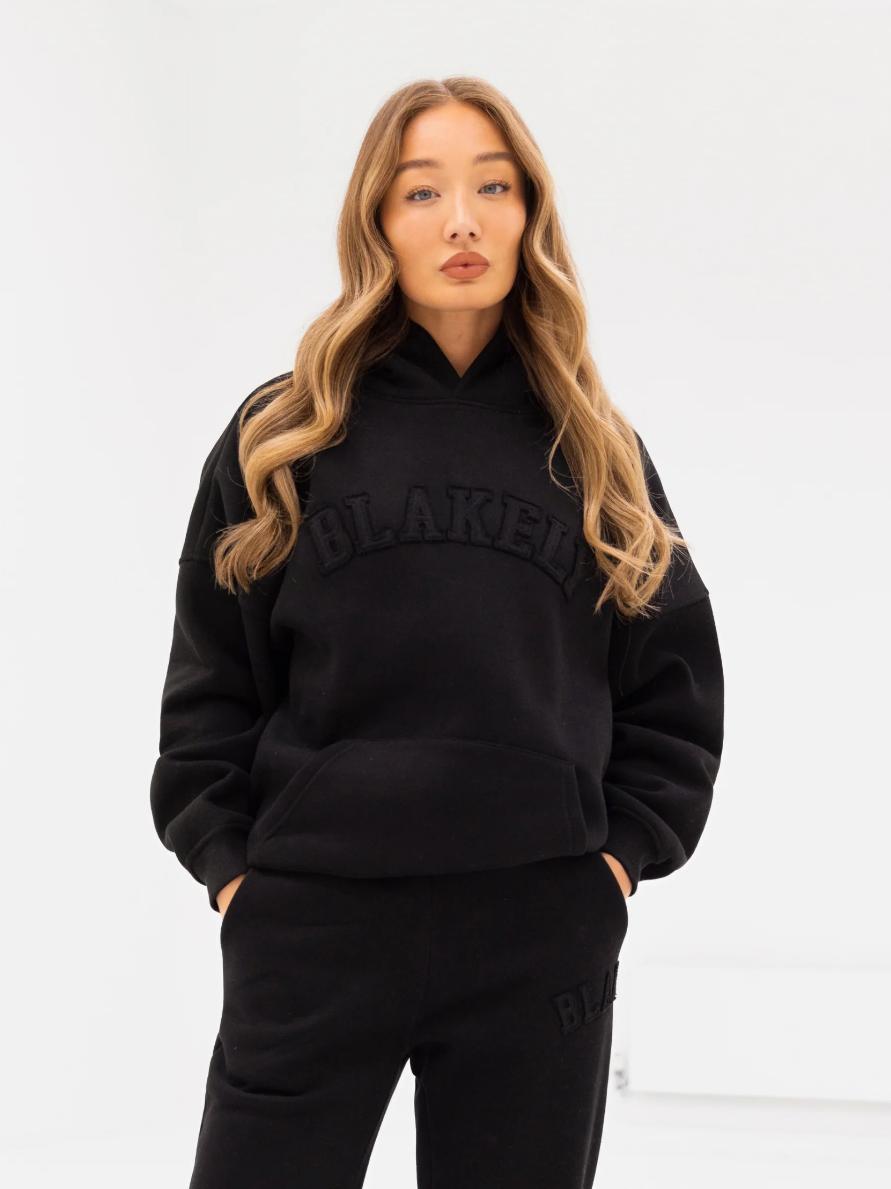 Tonal Varsity Oversized Hoodie - Black - E-Cigarette Wholesale