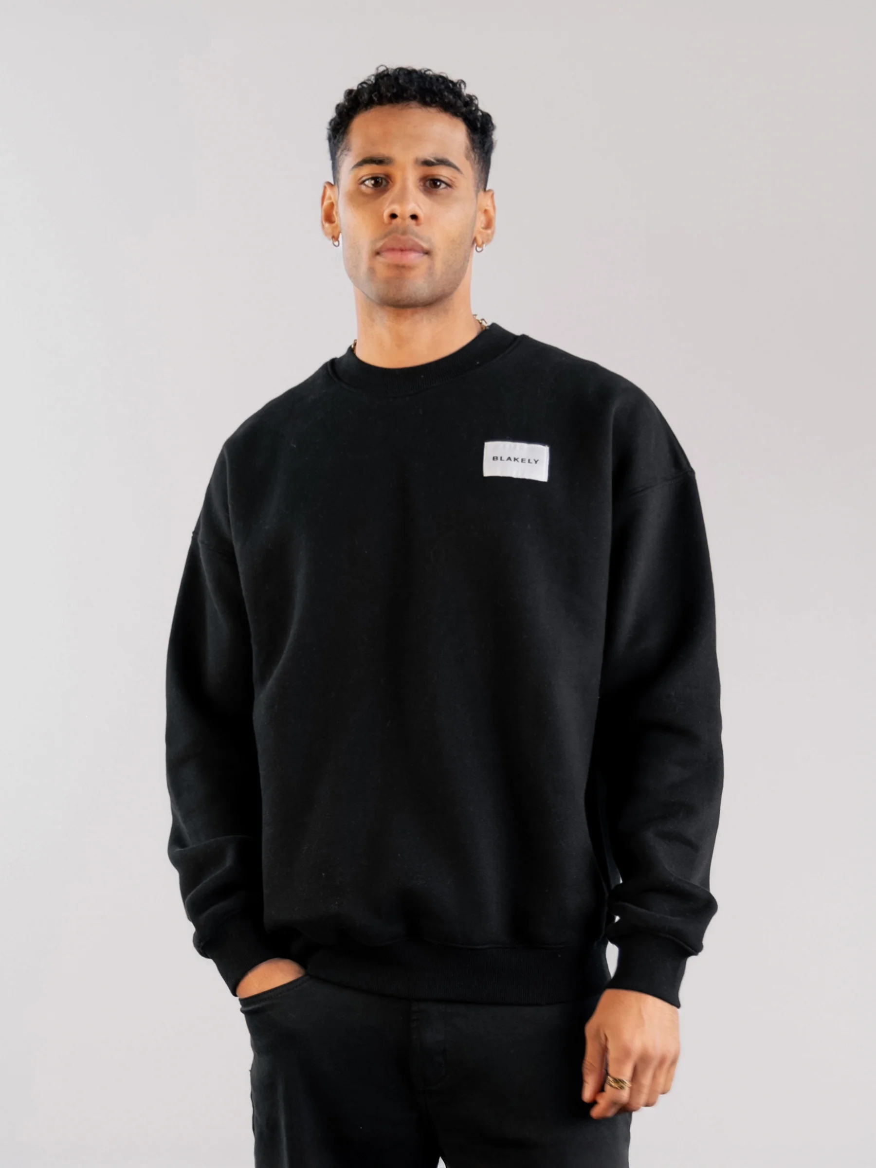 Label Relaxed Jumper - Black - E-Cigarette Wholesale