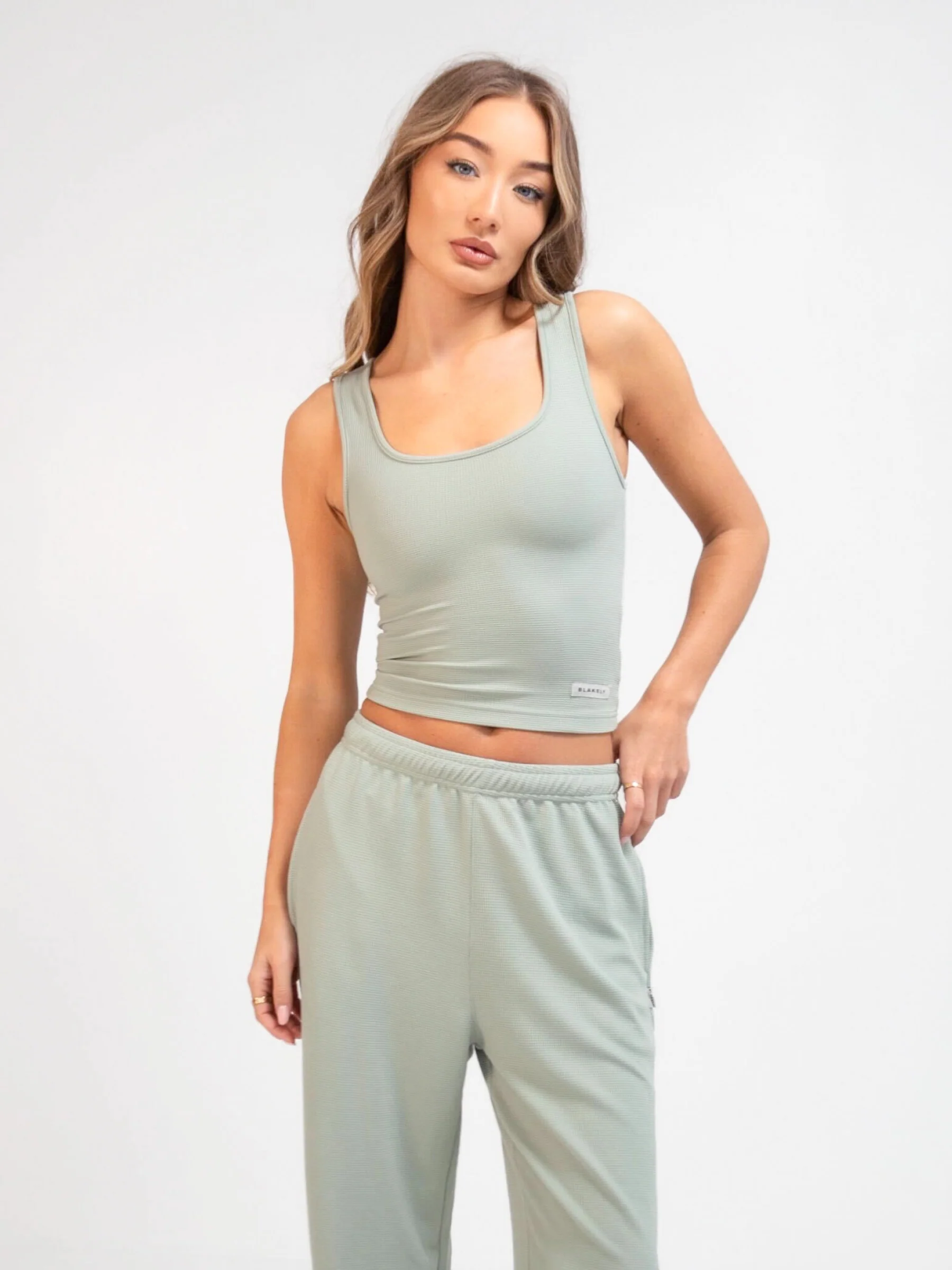 Soft Waffle Vest Top - Sage Green - E-Cigarette Wholesale
