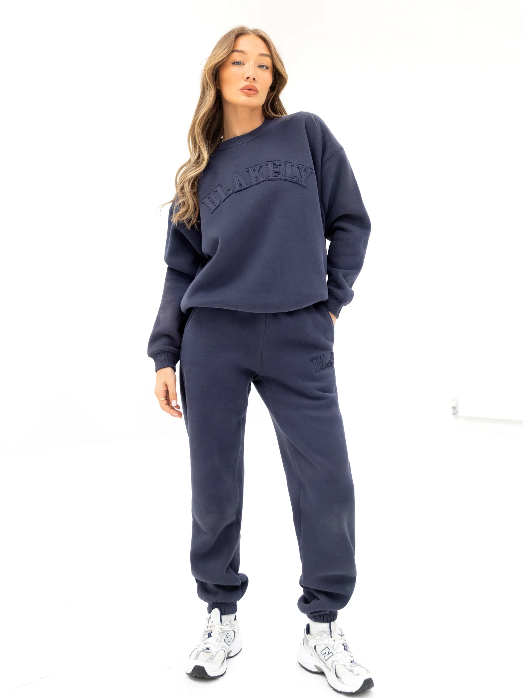 Tonal Varsity Oversized Jumper & Sweatpants Set - True Navy - E-Cigarette Wholesale