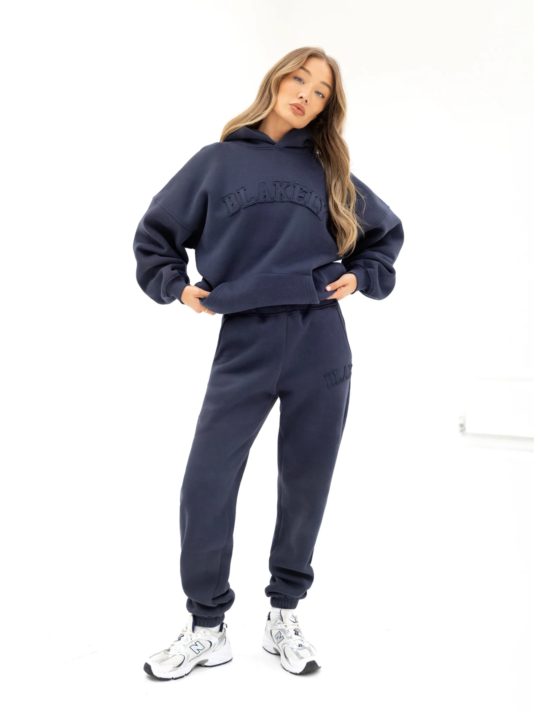 Tonal Varsity Oversized Hoodie & Sweatpants Set - True Navy - E-Cigarette Wholesale