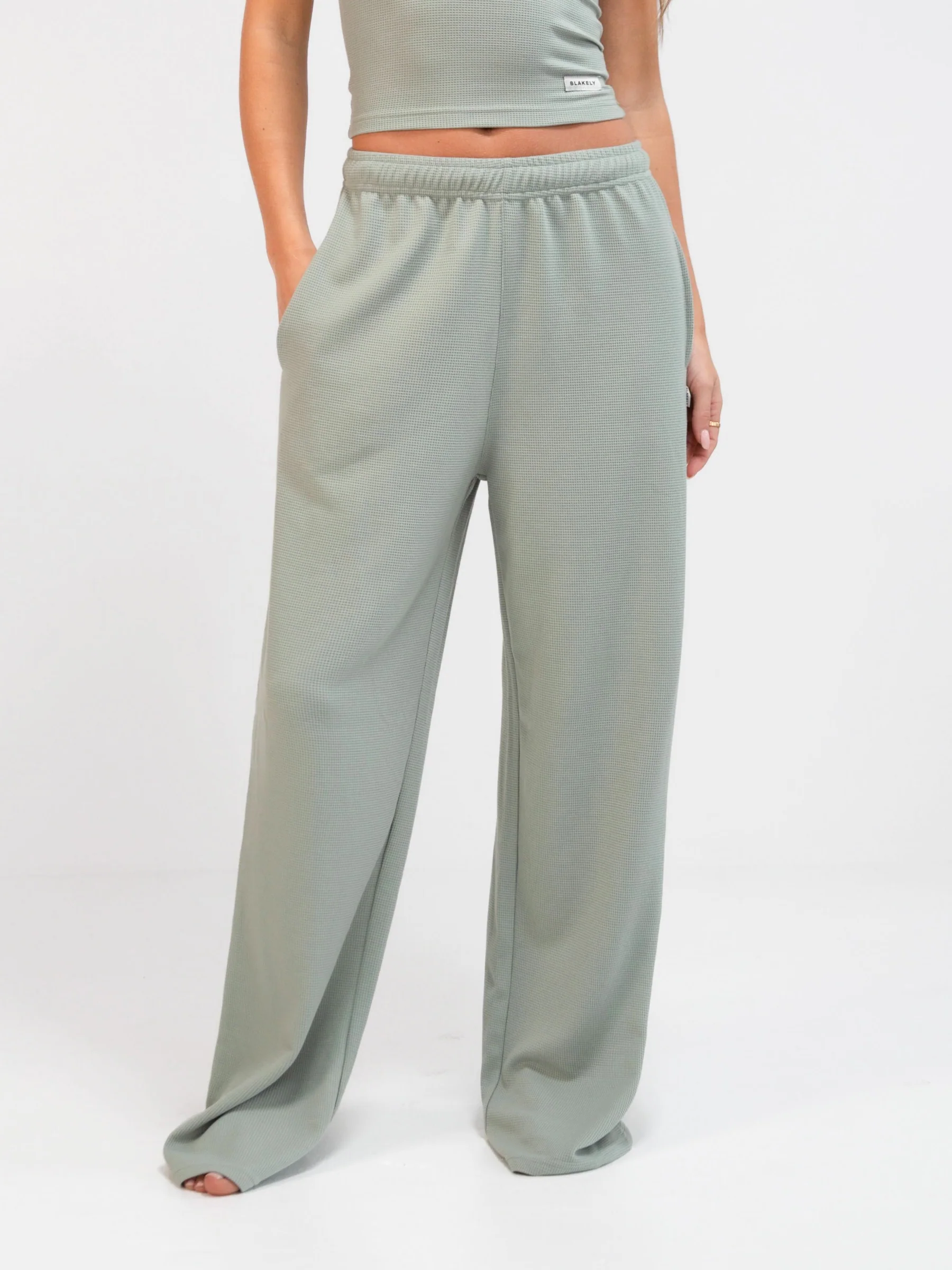 Soft Waffle Trousers - Sage Green - E-Cigarette Wholesale