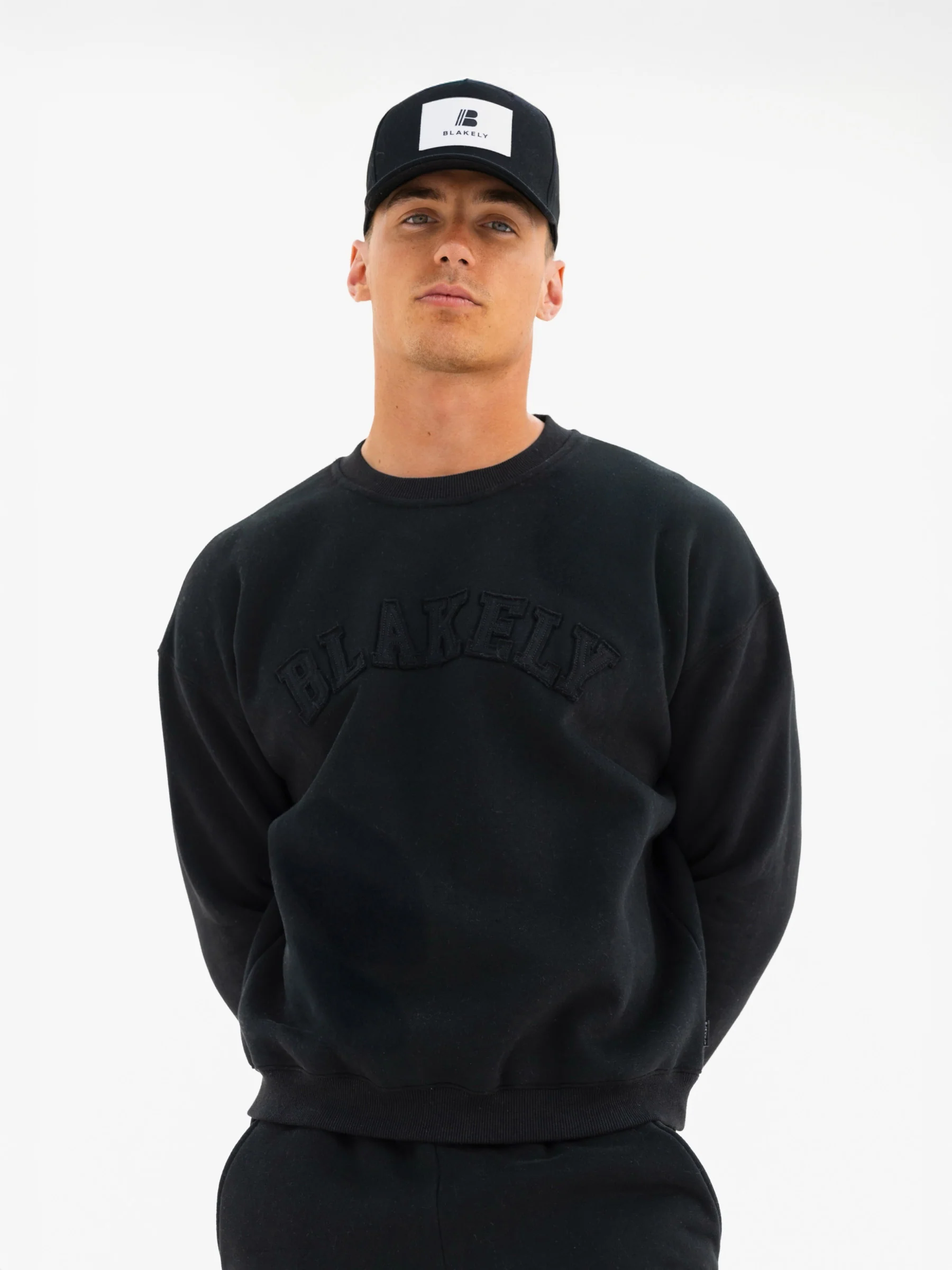 Tonal Varsity Relaxed Jumper - Black - E-Cigarette Wholesale