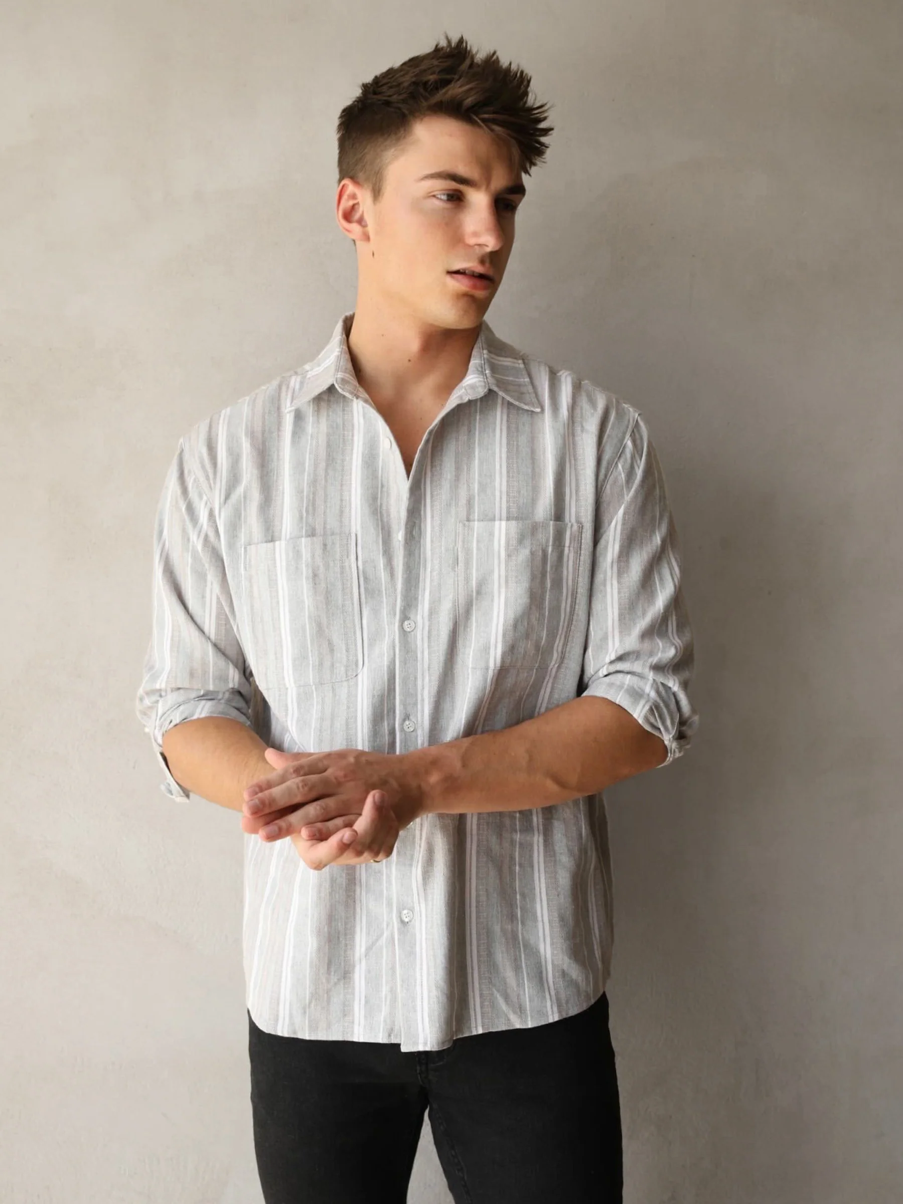Rialto Stripe Shirt - Taupe - E-Cigarette Wholesale