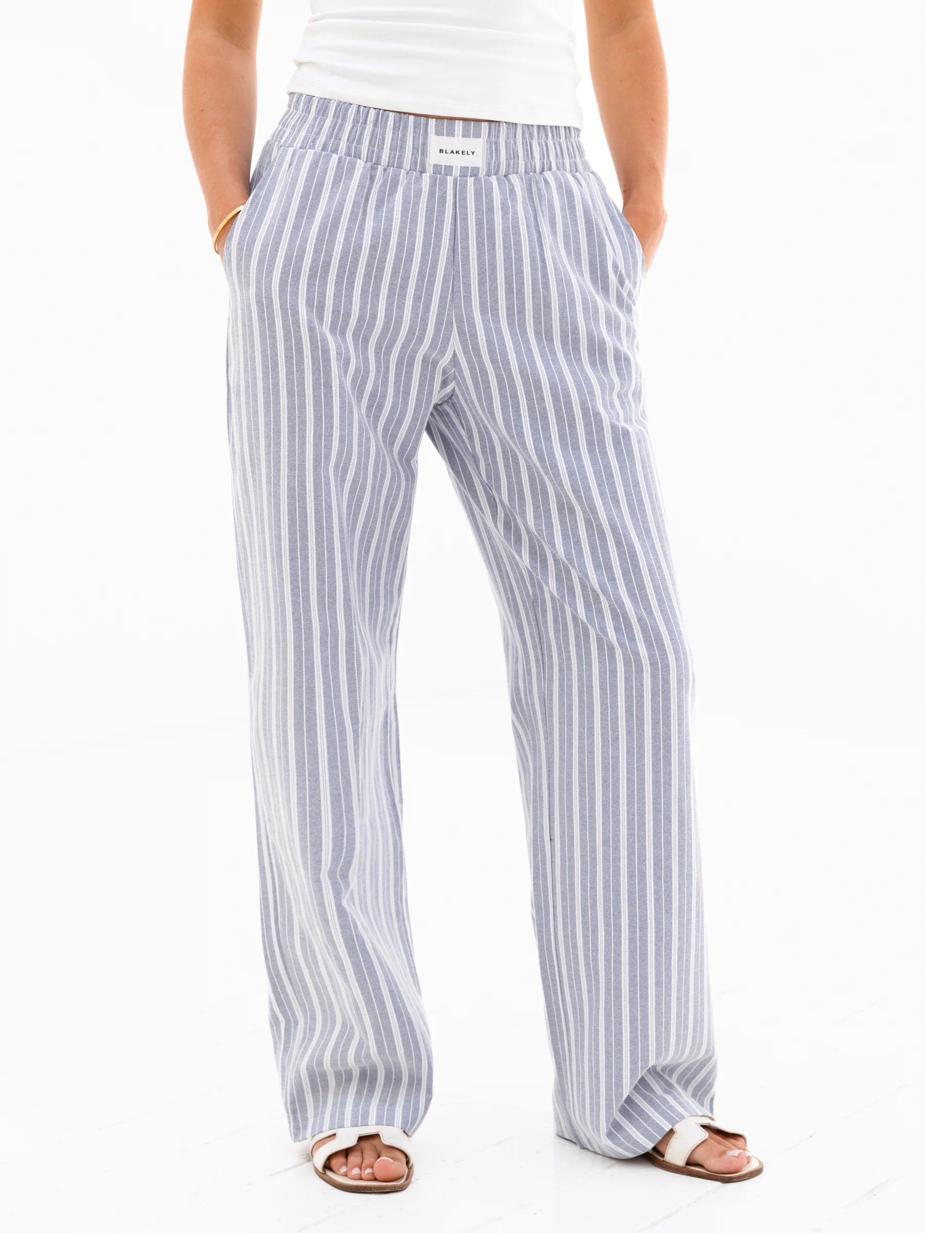 Elena Stripe Trousers - Blue - E-Cigarette Wholesale