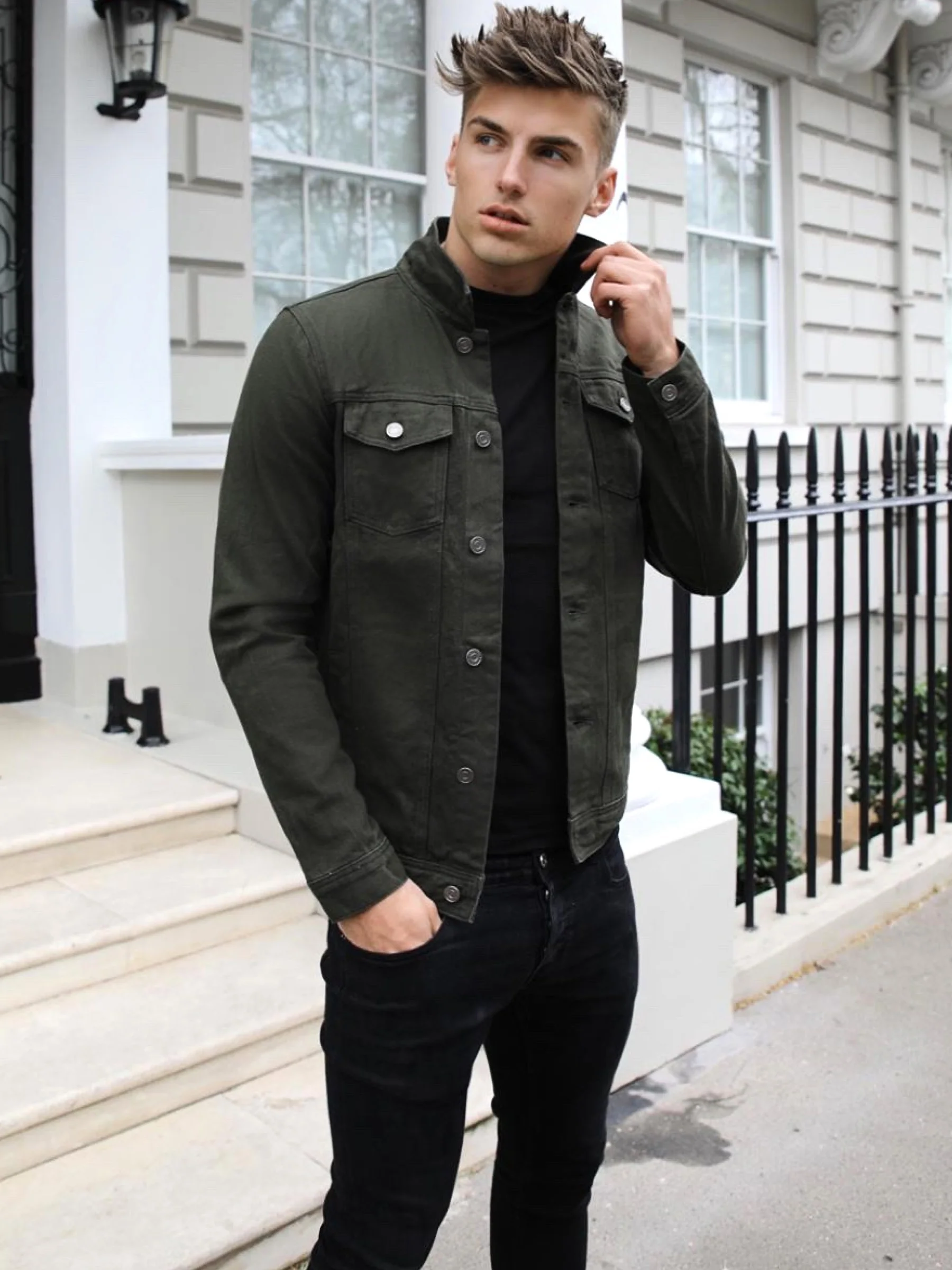 Alberta Denim Jacket - Khaki Green - E-Cigarette Wholesale