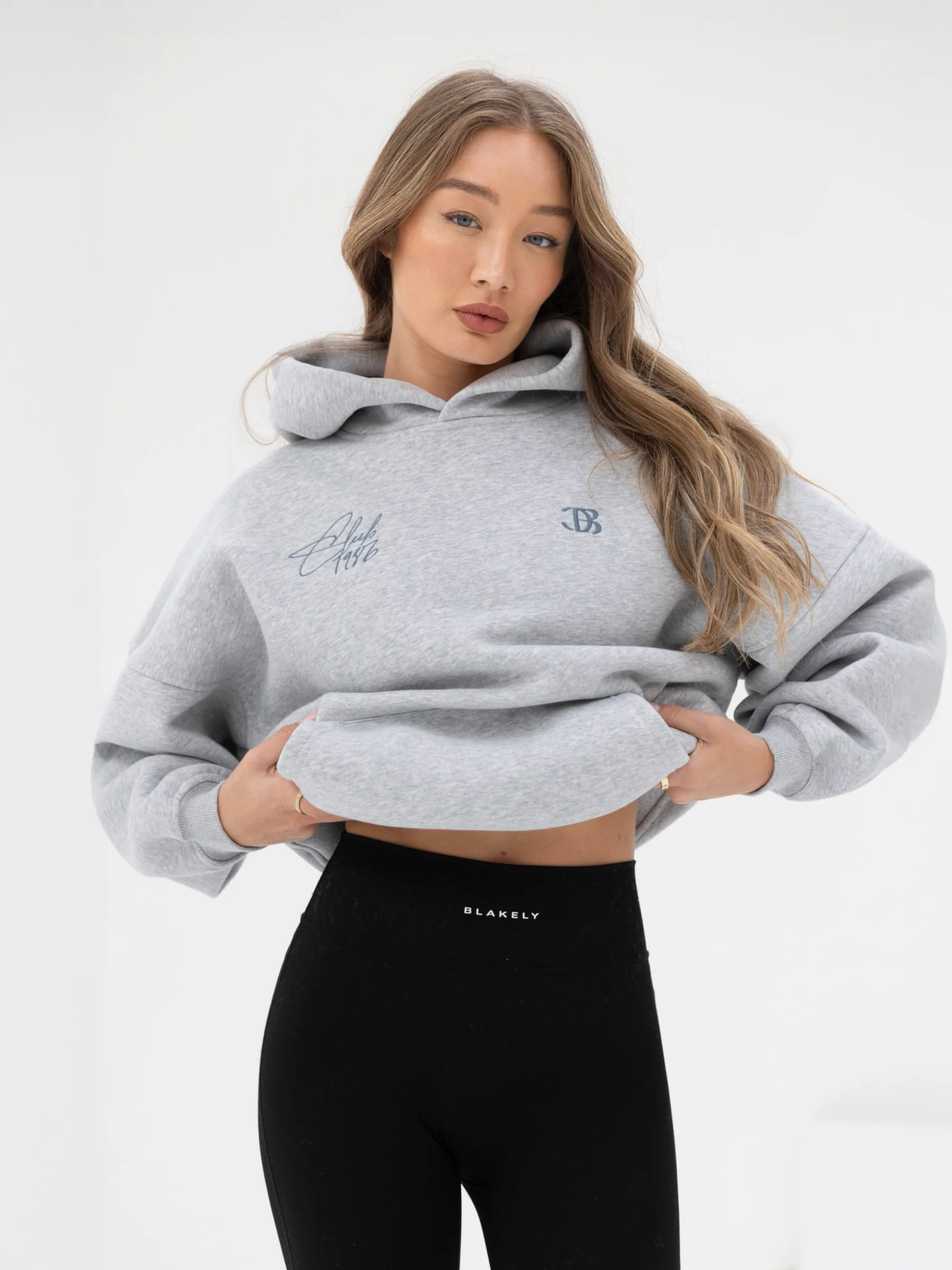 Club Oversized Hoodie - Marl Grey & Teal - E-Cigarette Wholesale
