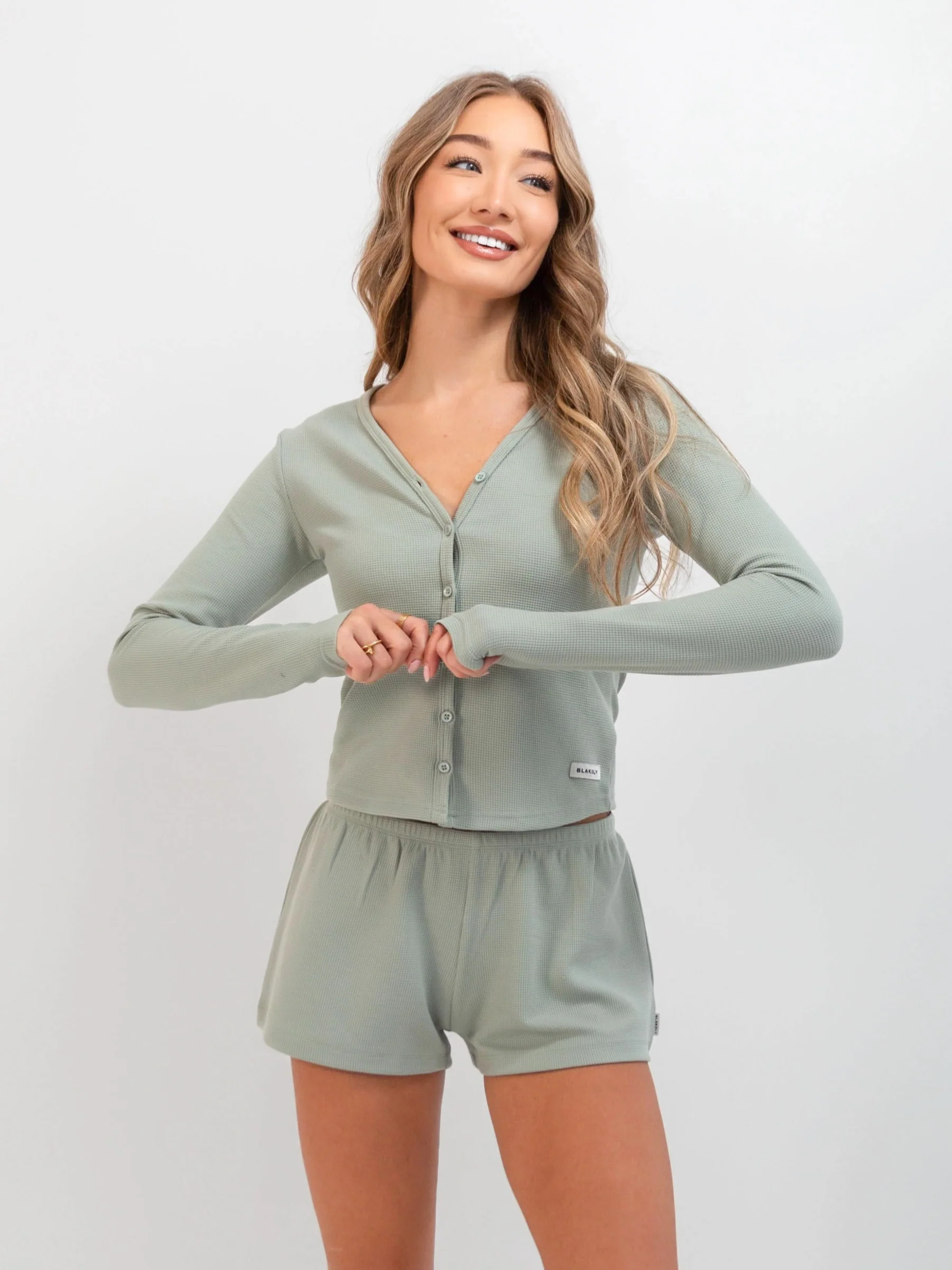 Soft Waffle Shorts - Sage Green - E-Cigarette Wholesale