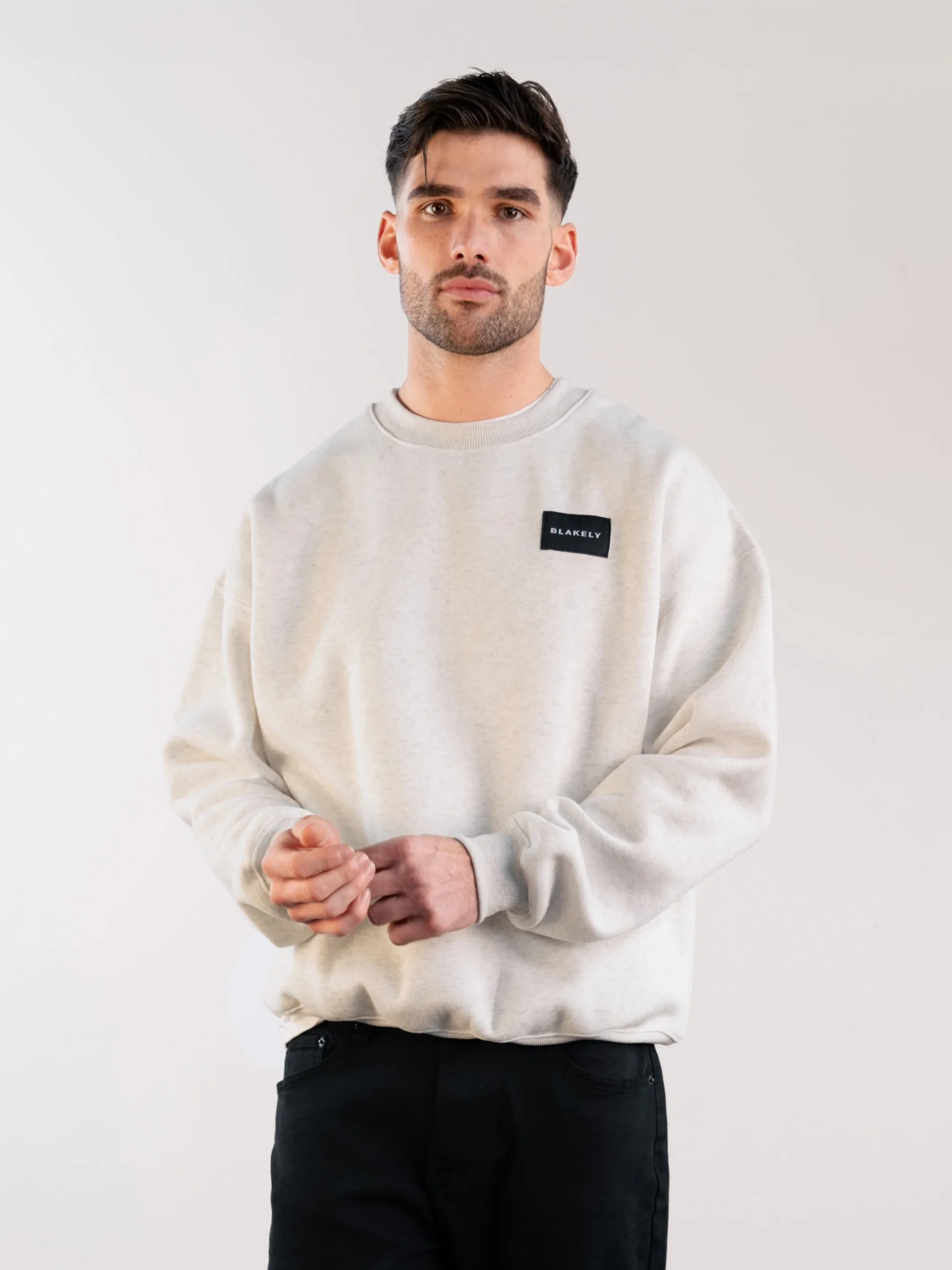 Label Relaxed Jumper - Marl White - E-Cigarette Wholesale
