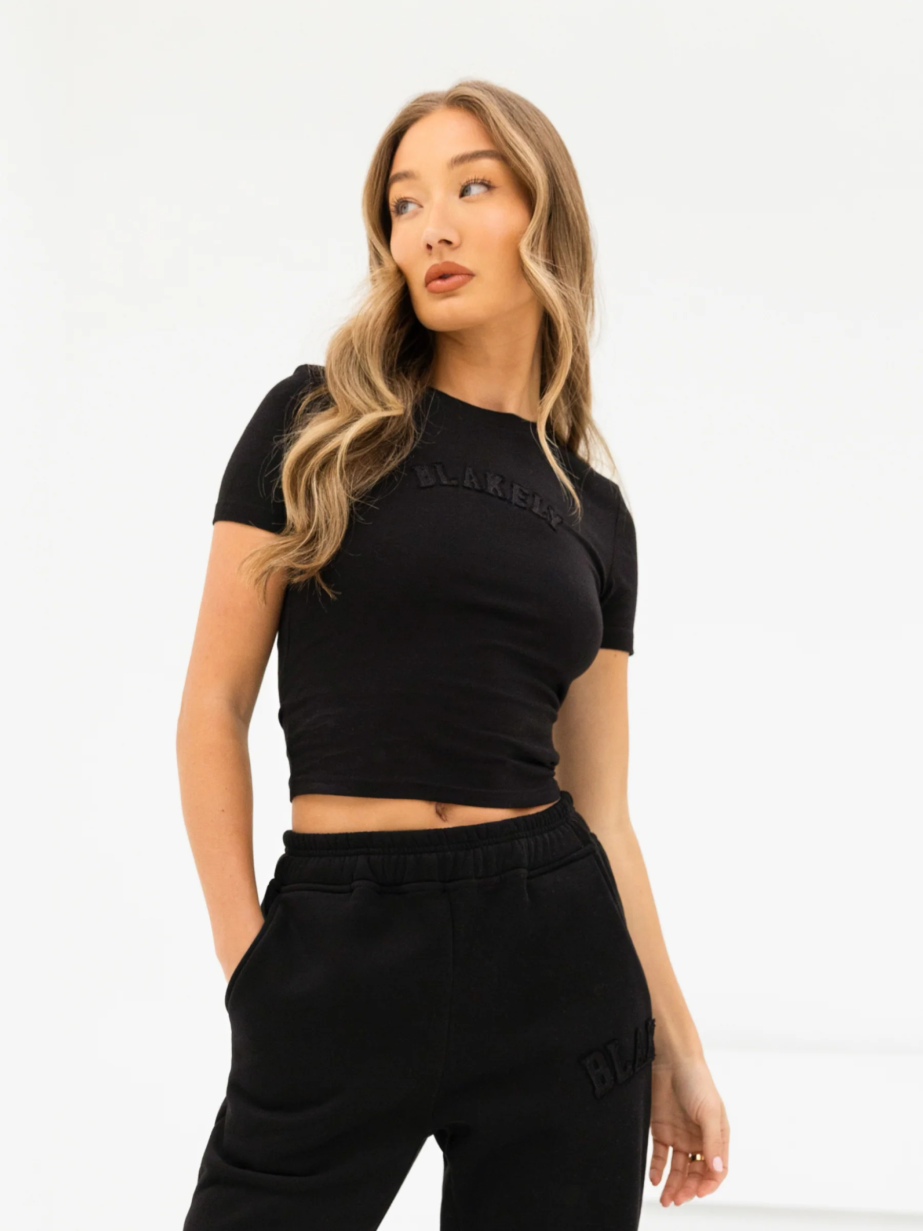 Tonal Varsity Baby Tee - Black - E-Cigarette Wholesale