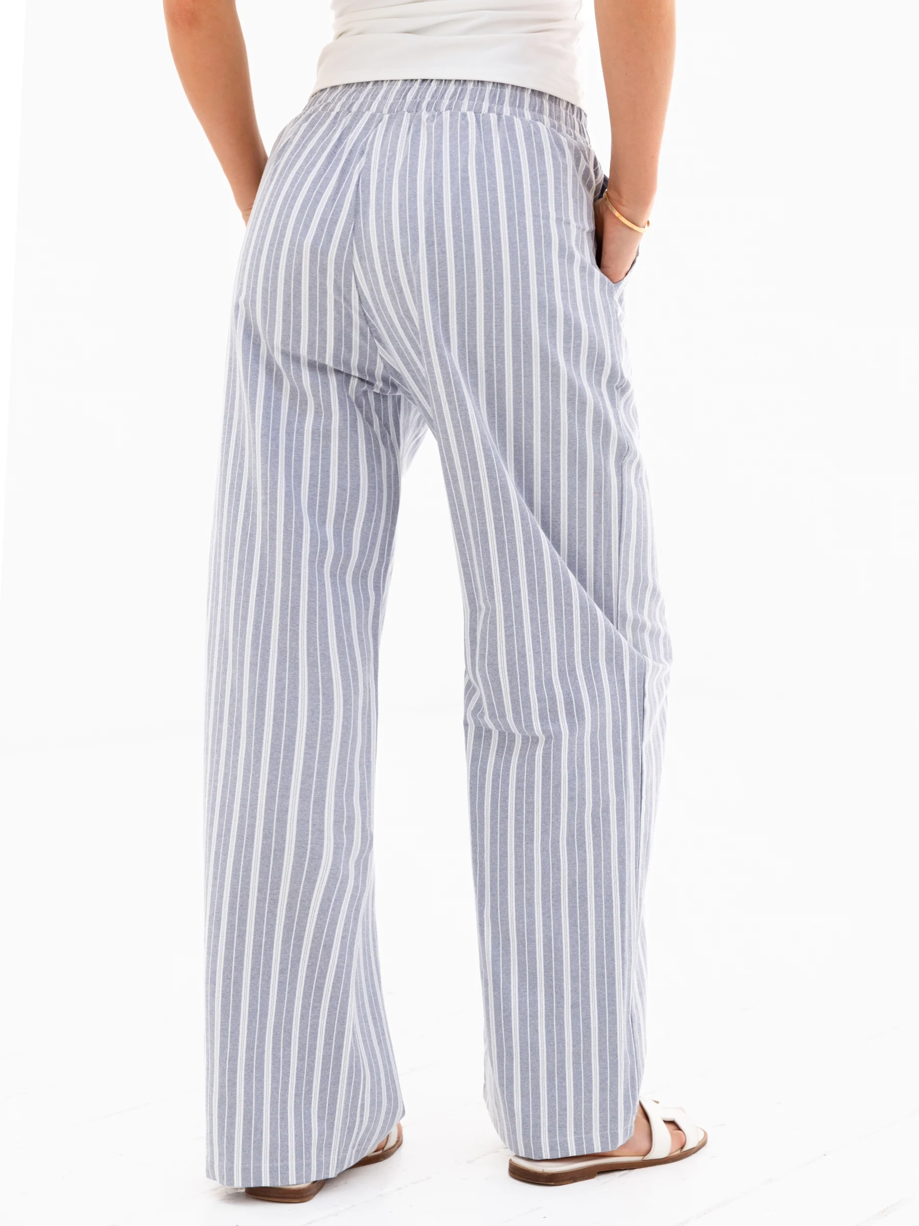 Elena Stripe Trousers - Blue - E-Cigarette Wholesale