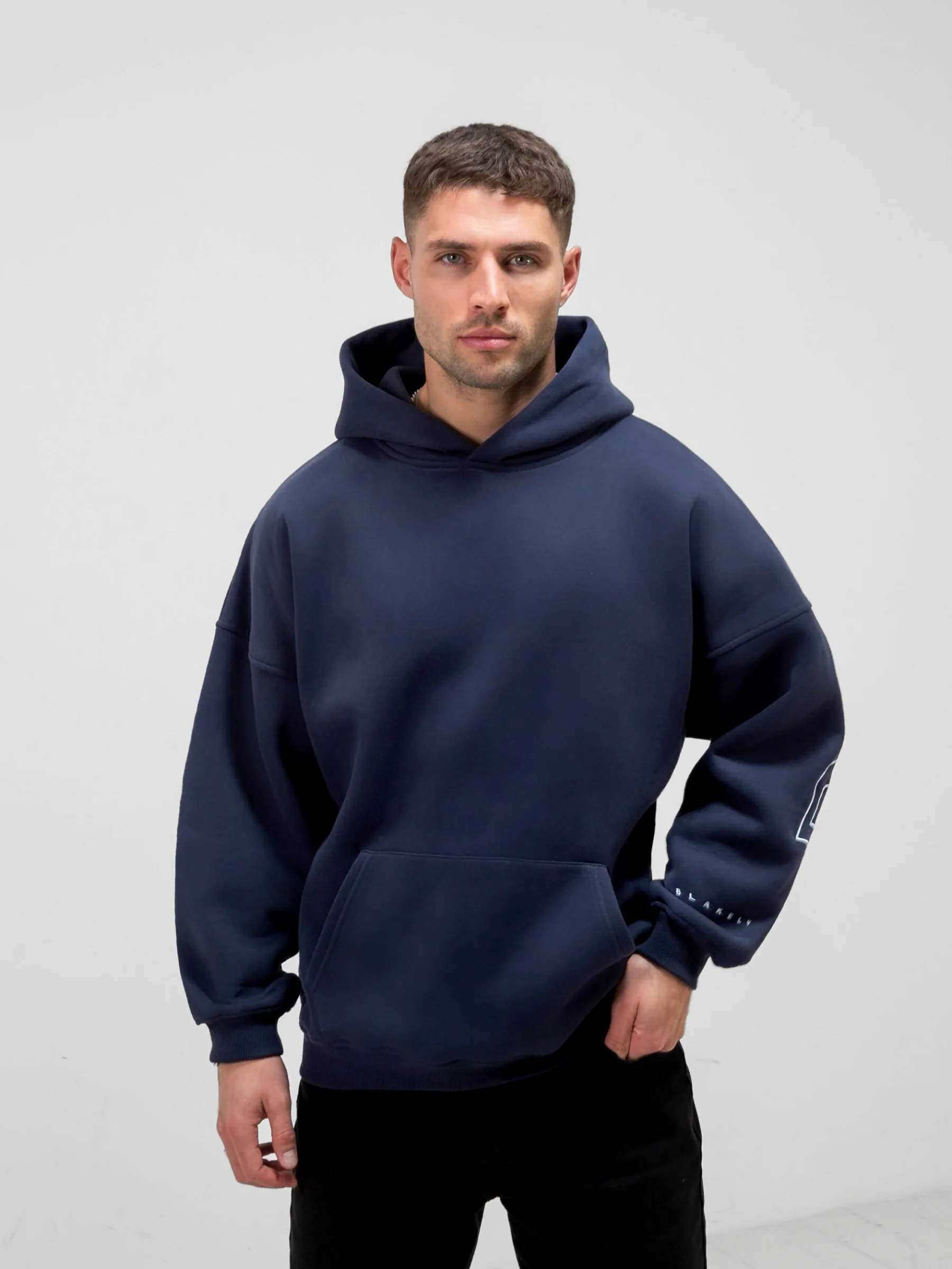 Embroidered Idris Oversized Hoodie - Blue - E-Cigarette Wholesale