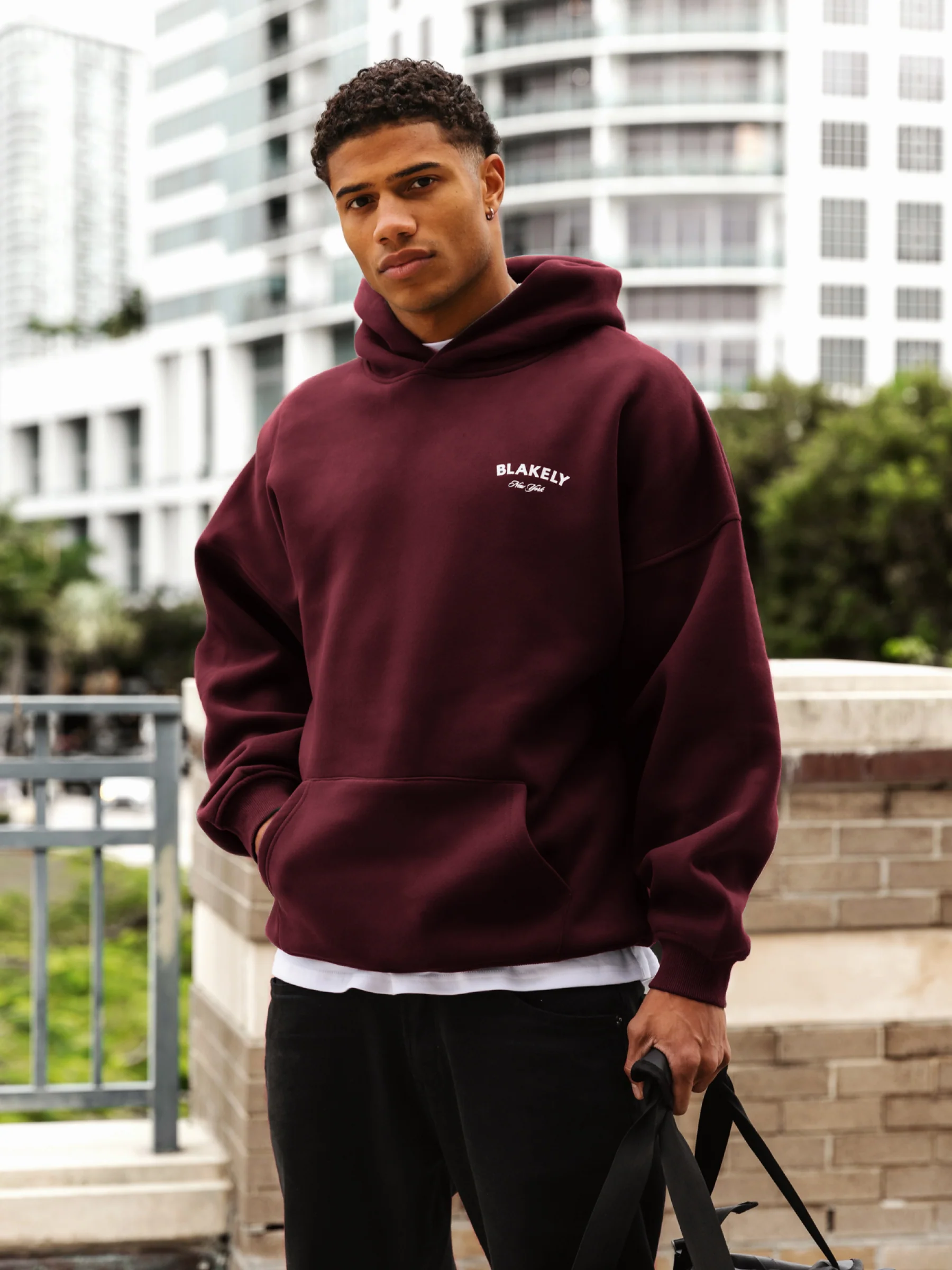 NY Crest Relaxed Hoodie - Classic Burgundy - E-Cigarette Wholesale