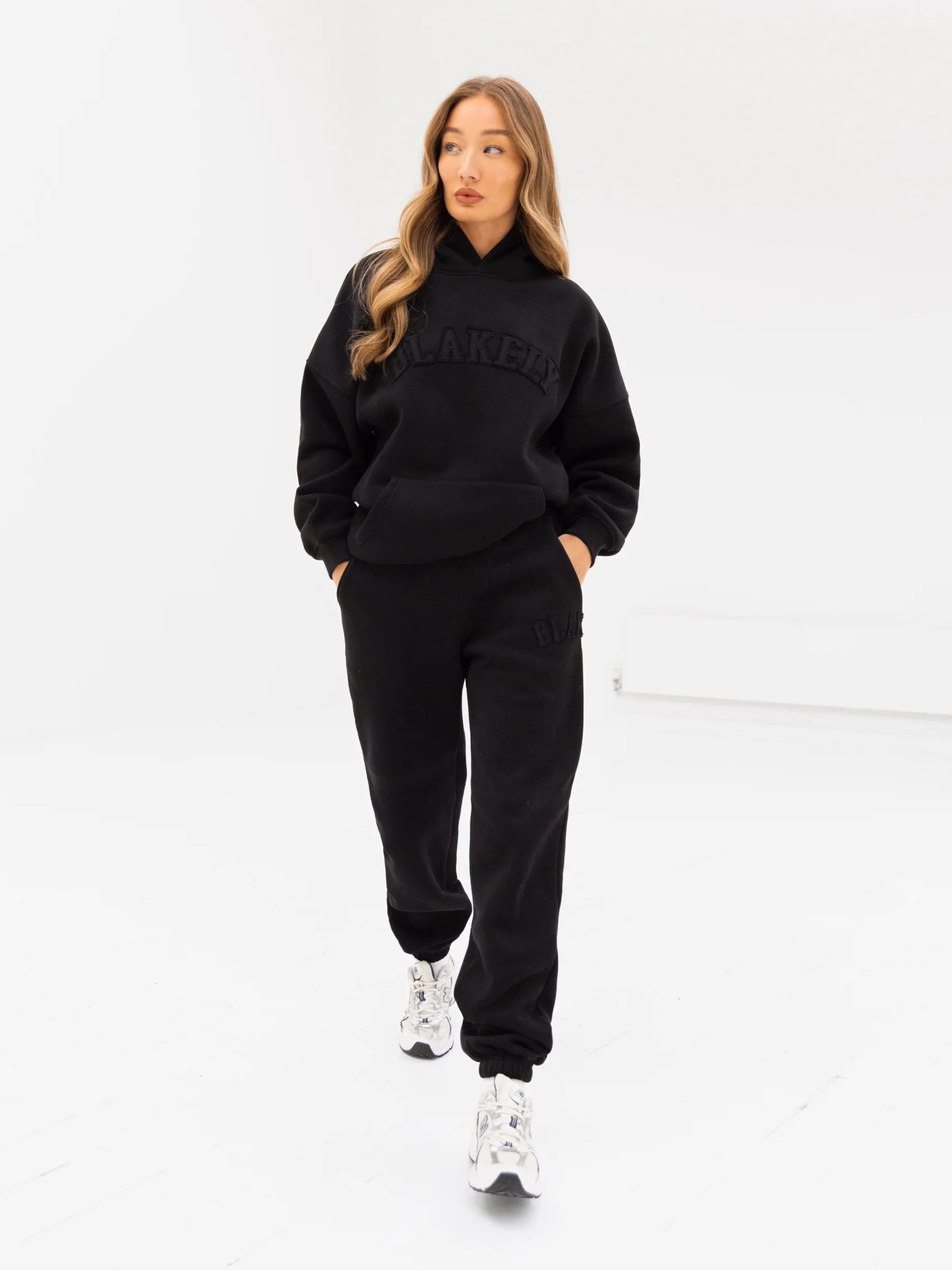 Tonal Varsity Oversized Hoodie & Sweatpants Set - Black - E-Cigarette Wholesale